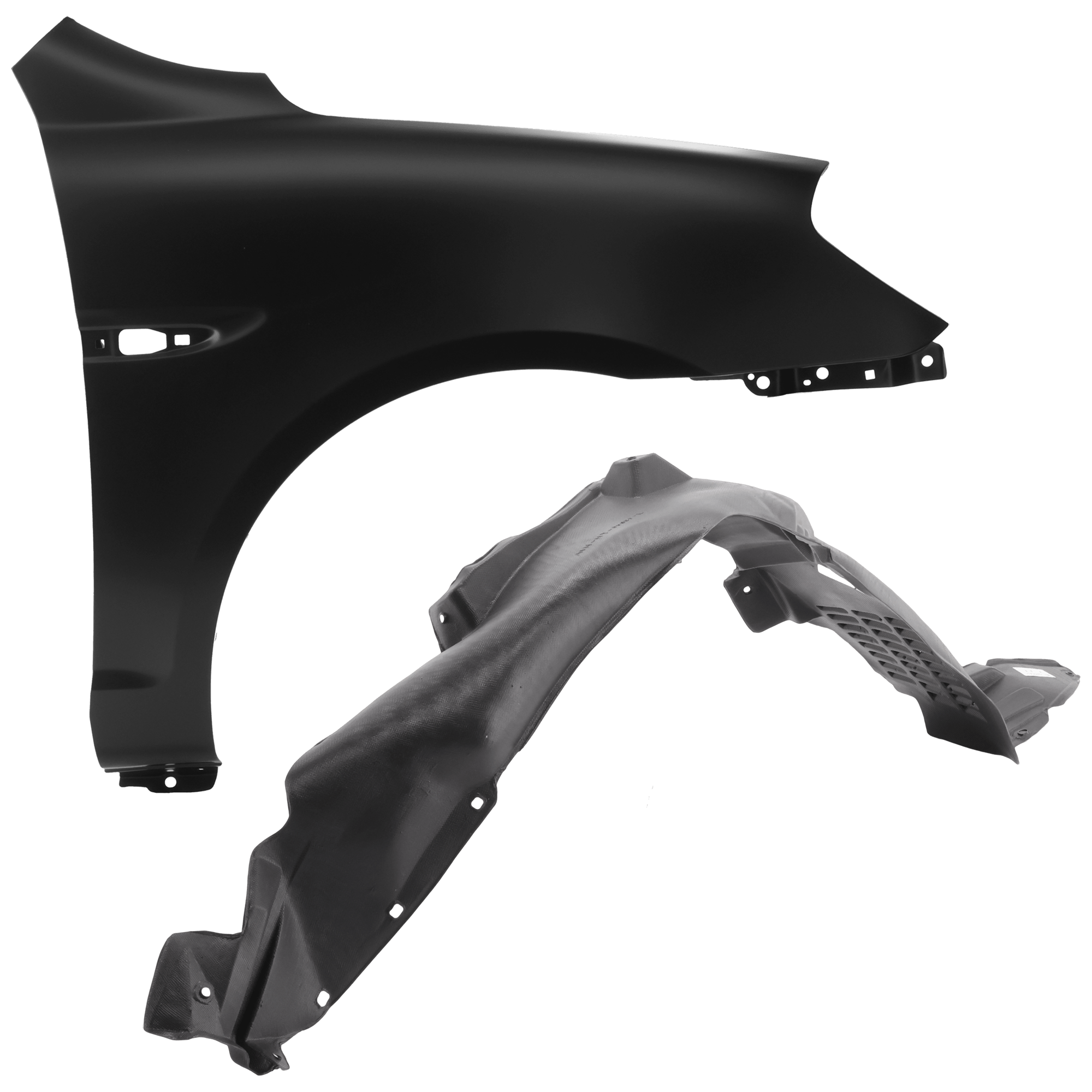 AM ACCENT 06-11 FRONT FENDER RH Primed Hatchback 07-11 Sedan Steel w Side Lamp Hole 2 pc kit with 1 Fender and 1 Fender Liner SKU KIT 050926 AE1649 Partslink HY1241137 HY1251113 OEM 663211E300-868121E000