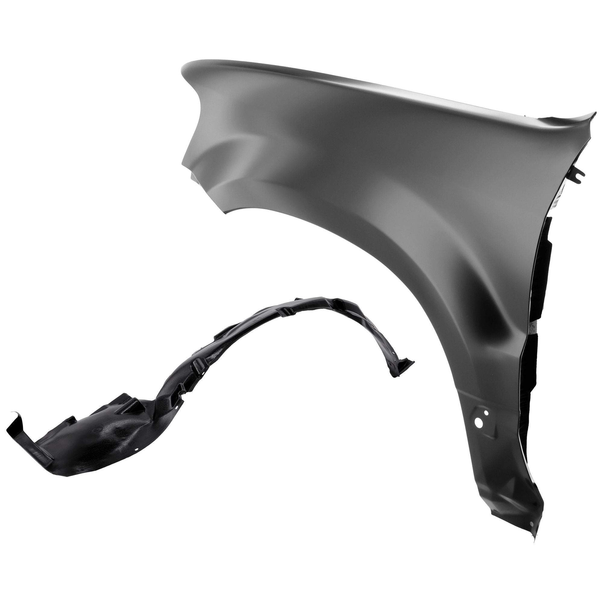 AM ESCAPE 05-07 FRONT FENDER LH Primed w o Fender Flare Holes 2 pc kit with 1 Fender and 1 Fender Liner SKU KIT 050926 AE1652 Partslink FO1240219 FO1250126 OEM YL8Z16006BA 5L8Z16103AA