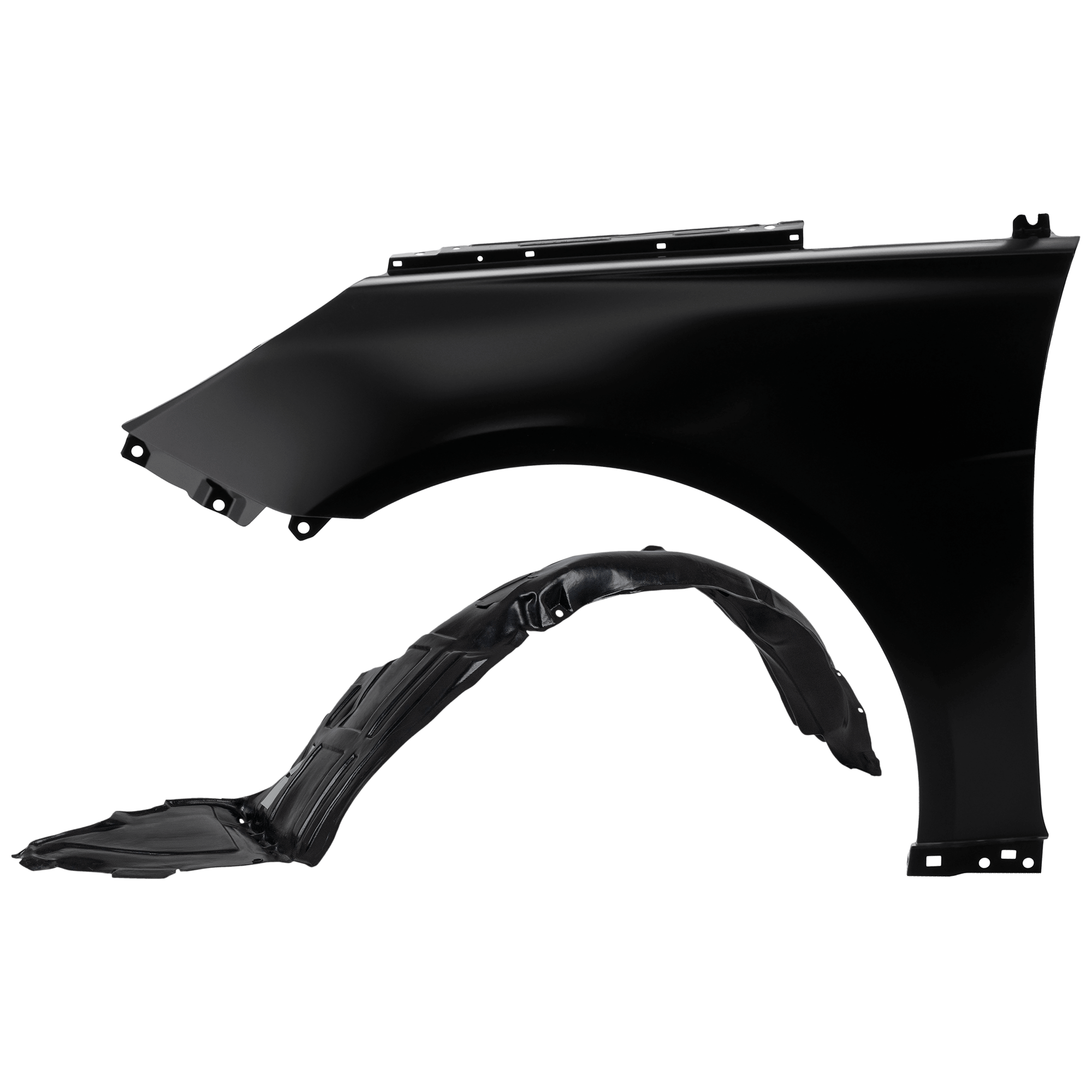 AM SONATA 11-15 FRONT FENDER LH Primed Hybrid Model 2 pc kit with 1 Fender and 1 Fender Liner SKU KIT 050926 AE1655 Partslink HY1240151 HY1248127 OEM 663113S000-868114R000