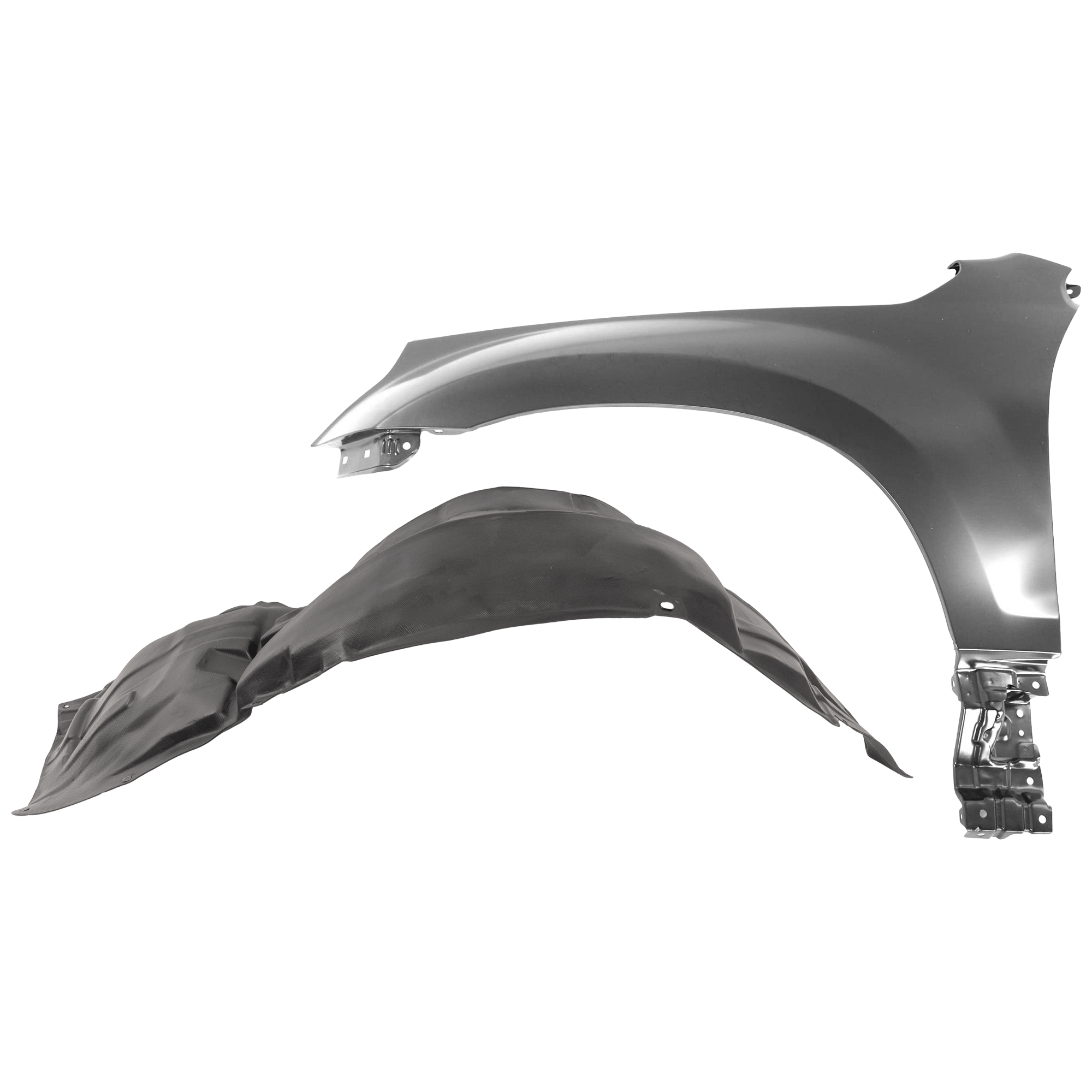 AM GRAND VITARA 06-13 FRONT FENDER LH Primed w o Side Lamp Hole and Mirror Hole 2 pc kit with 1 Fender and 1 Fender Liner SKU KIT 050926 AE1659 Partslink SZ1240120 SZ1250102 OEM 5770065810-7248265J00