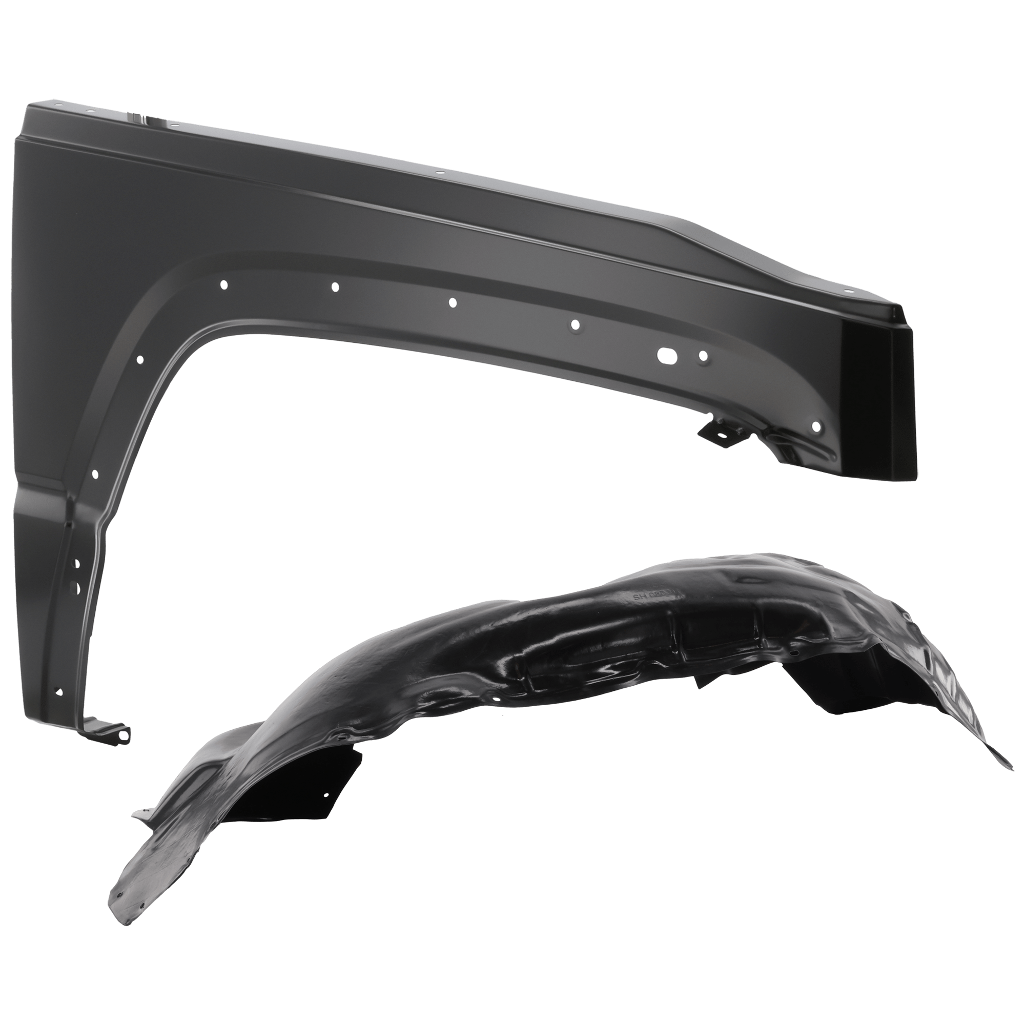 AM LIBERTY 08-12 FRONT FENDER RH Primed Steel 2 pc kit with 1 Fender and 1 Fender Liner SKU KIT 050926 AE1665 Partslink CH1241265 CH1249146 OEM 55399010AB 55157410AD