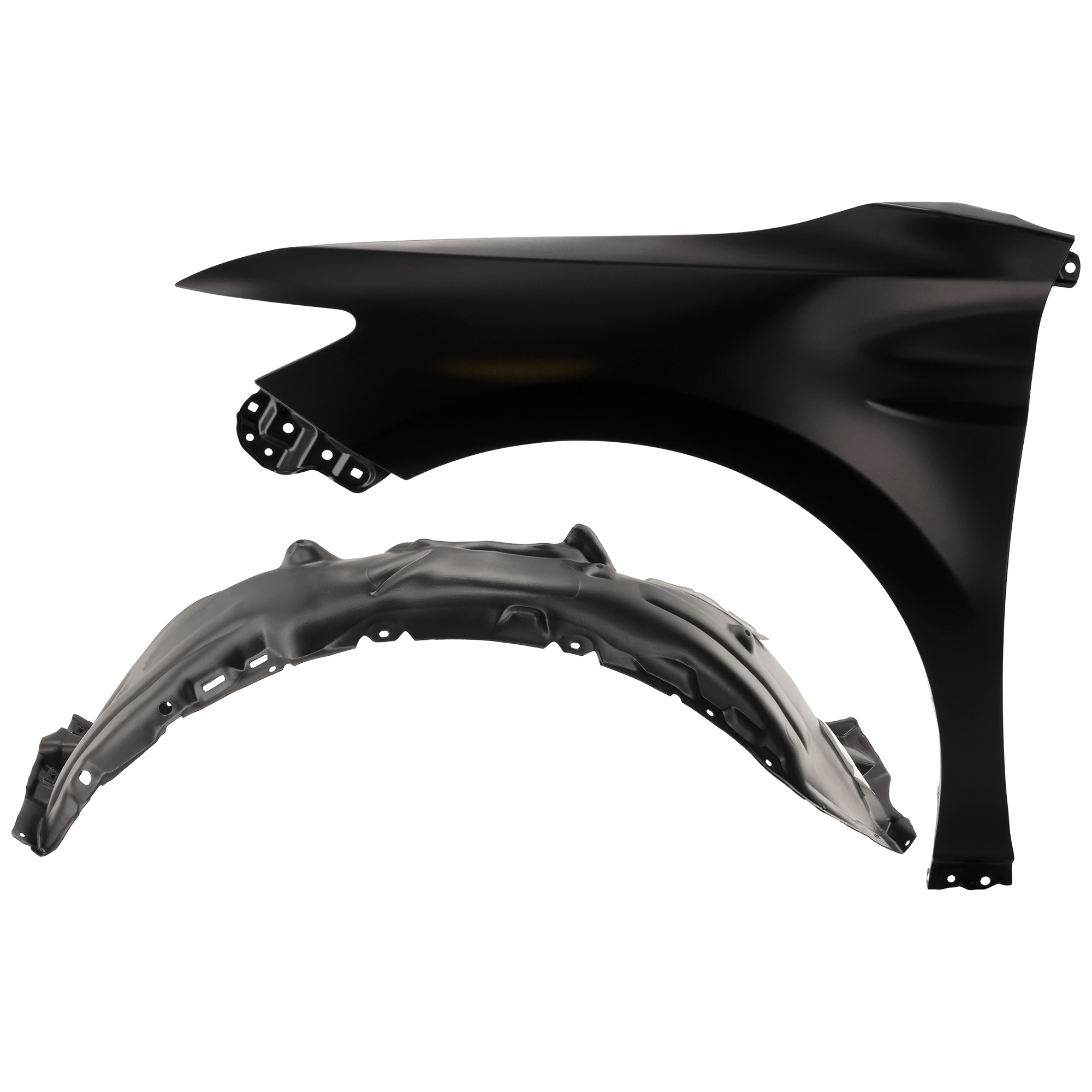 AM CAMRY 18-22 FRONT FENDER LH Primed Steel 2 pc kit with 1 Fender and 1 Fender Liner SKU KIT 050926 AE1668 Partslink TO1240266 TO1248219 TO1248227 OEM 5380206180-5380606221-53806330