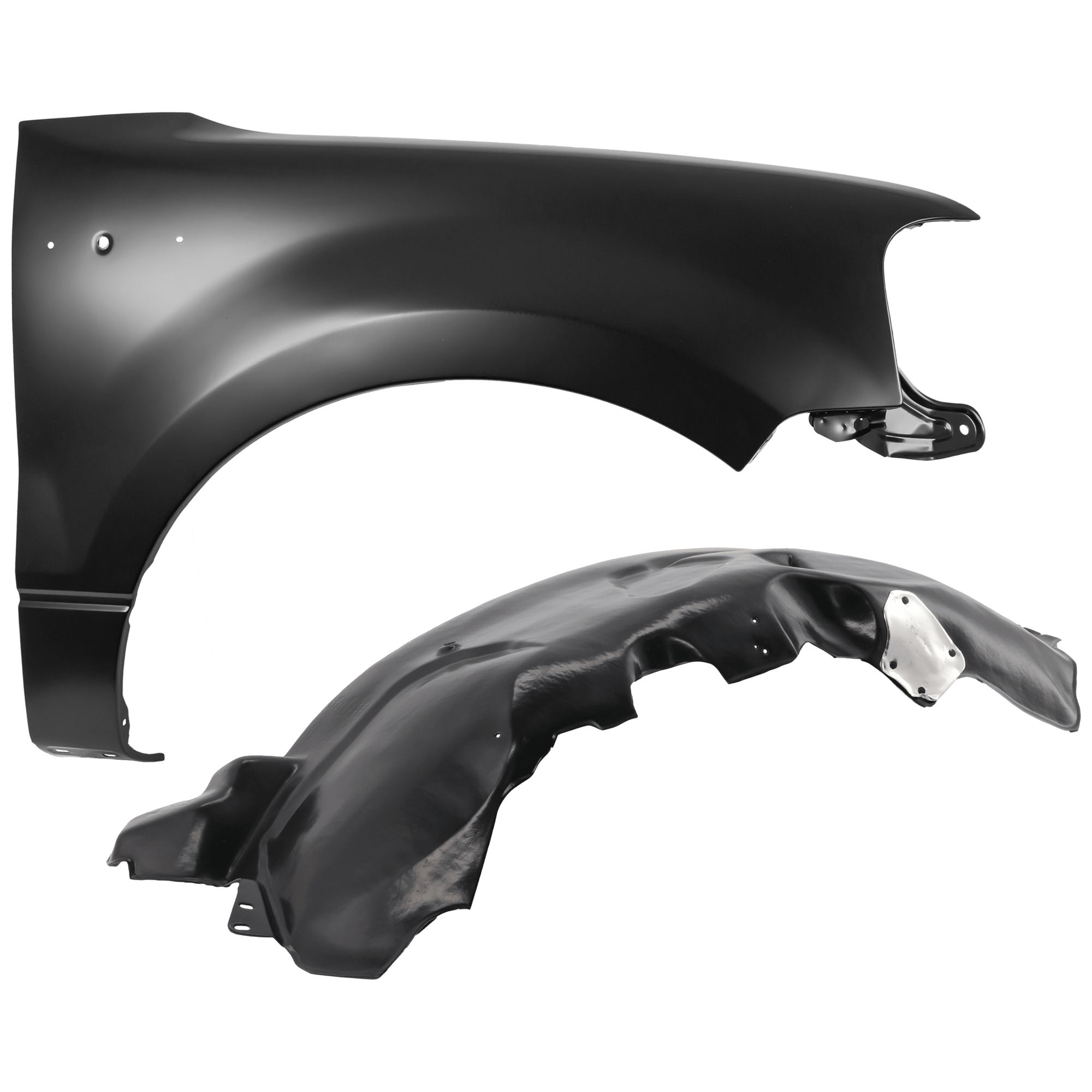 AM F 150-04-06 FRONT FENDER RH Primed w o Wheel Opening Molding Holes To 8-8-05-2 pc kit with 1 Fender and 1 Fender Liner SKU KIT 050926 AE1670 Partslink FO1241231 FO1249125 OEM 5L3Z16005AA 8L3Z16102A
