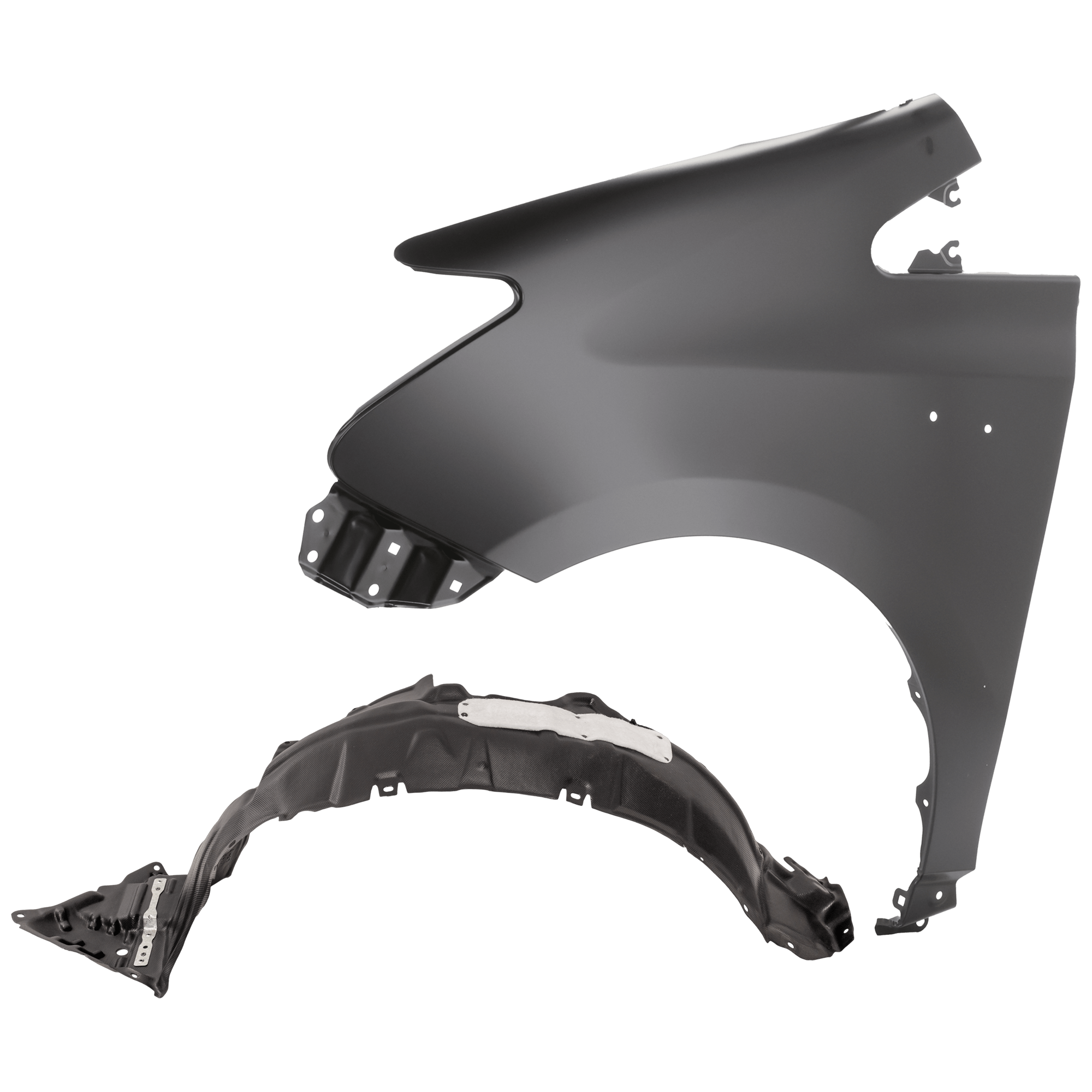 AM PRIUS V 15-18 FRONT FENDER LH Primed Steel 2 pc kit with 1 Fender and 1 Fender Liner SKU KIT 050926 AE1675 Partslink TO1240255 TO1248208 OEM 5380247080-5387647091-53876470