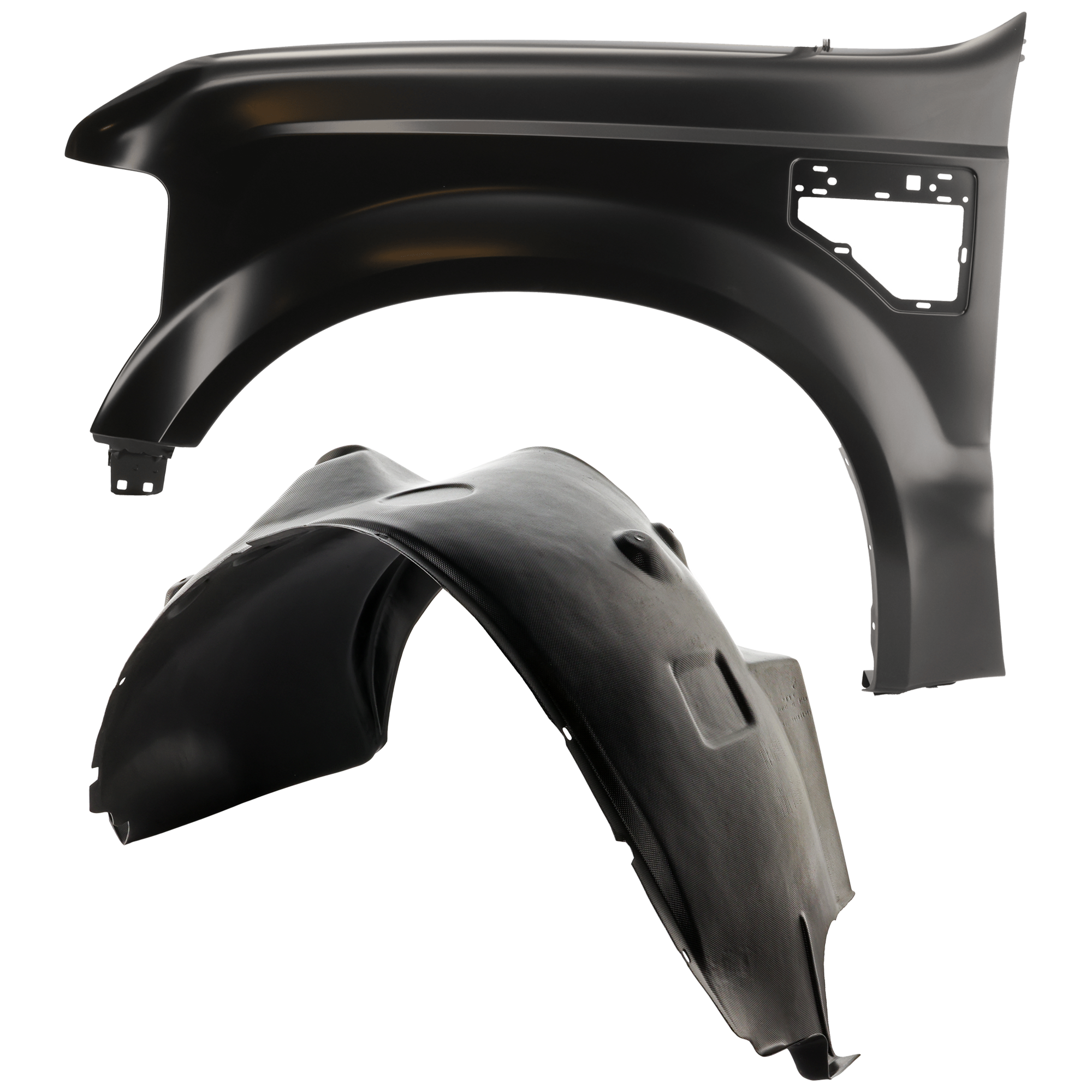 AM F 250 SUPER DUTY 08-10 F 350 SUPER DUTY 08-10 FRONT FENDER LH Primed w o Wheel Opening Molding Holes 2 pc kit with 1 Fender and 1 Fender Liner SKU KIT 050926 AE1681 Partslink FO1240259 FO1248147 OEM 7C3Z16006A 8C3Z16055D