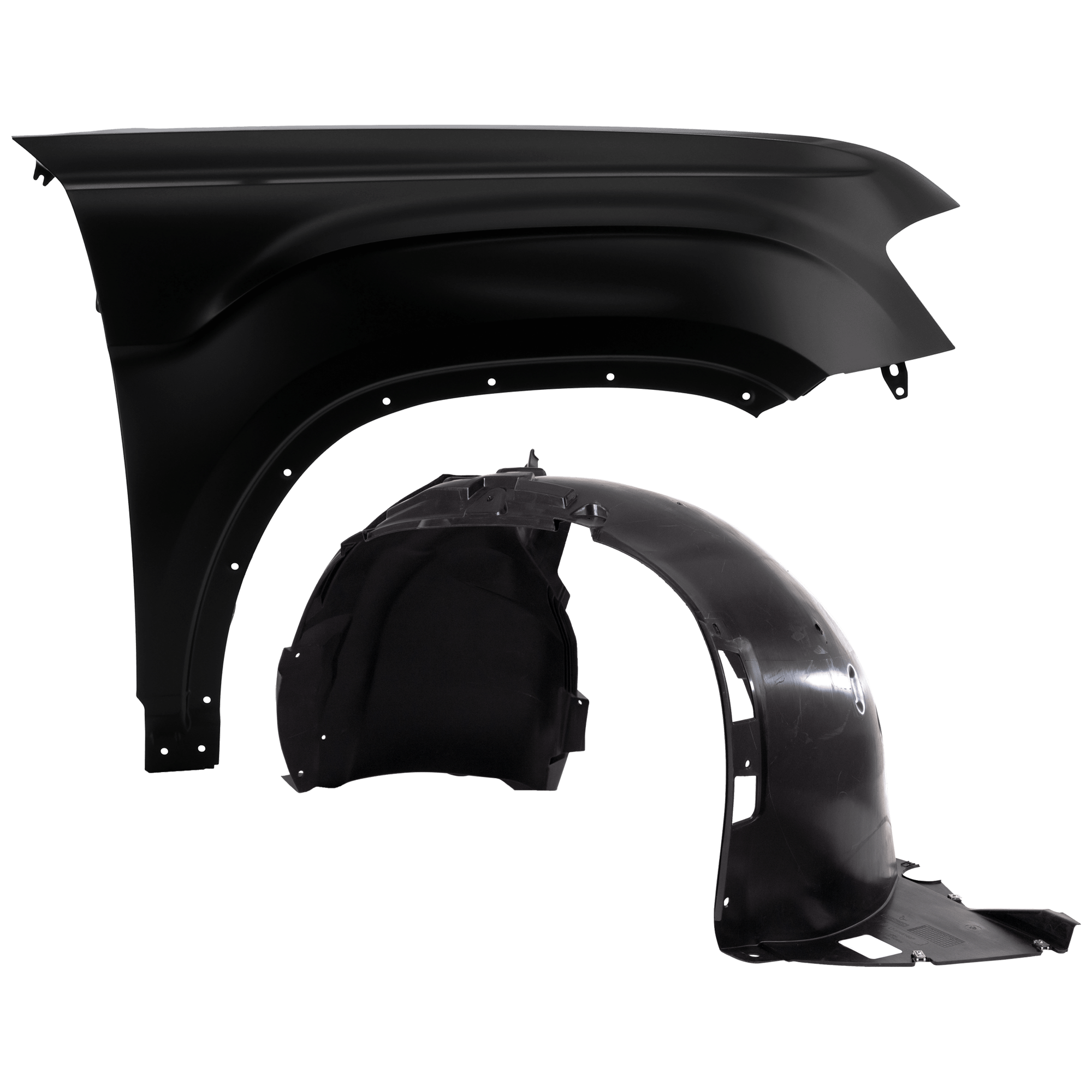 AM ATLAS 18-20 FRONT FENDER RH Primed Steel 2 pc kit with 1 Fender and 1 Fender Liner SKU KIT 050926 AE1684 Partslink VW1241151 VW1249151 OEM 3CN821022-3CN805912D