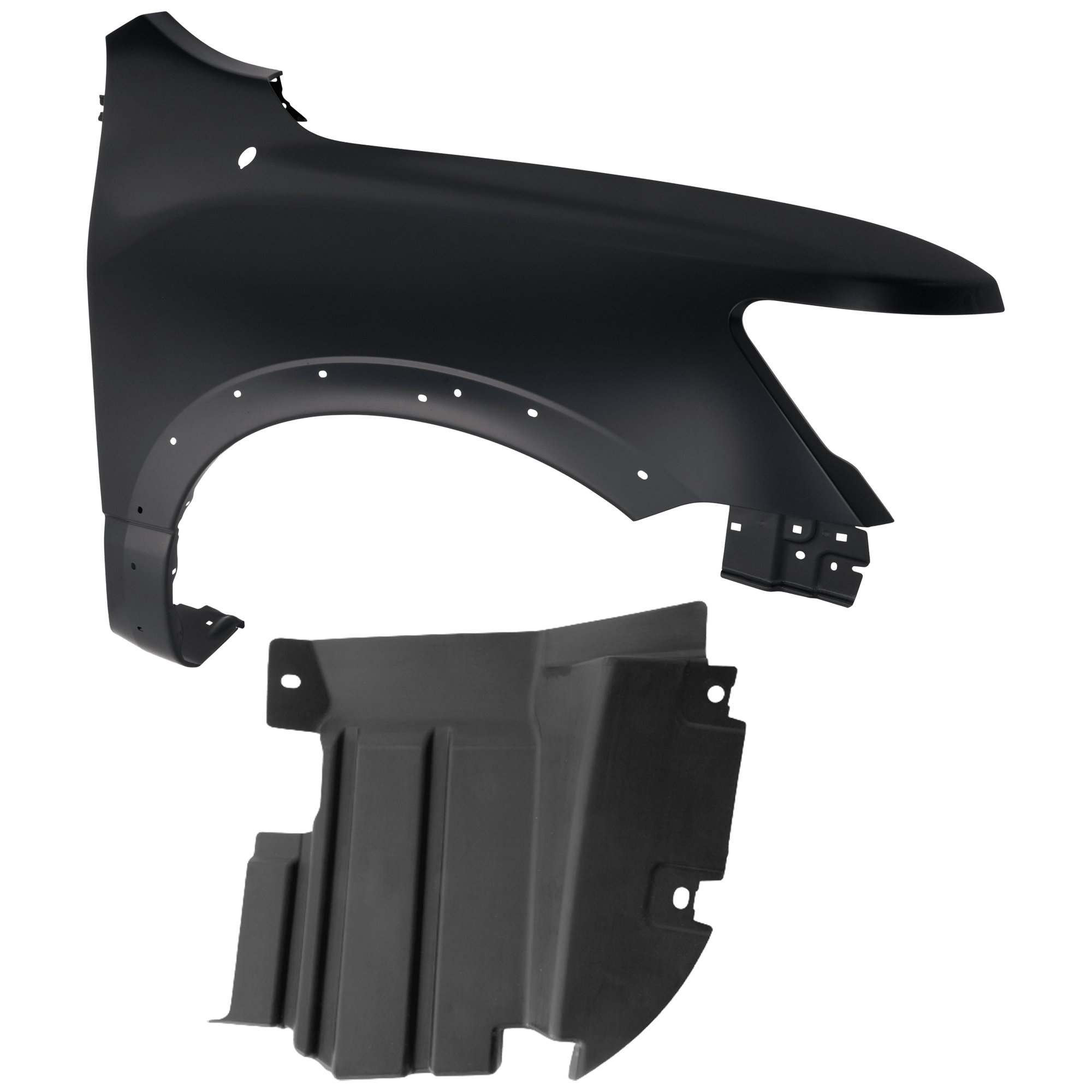 AM TITAN 20-23 FRONT FENDER RH Primed w Fender Flare Holes Crew Extended Pro 4X Model Cab Pickup From 1-18-2 pc kit with 1 Fender and 1 Fender Liner SKU KIT 050926 AE1691 Partslink NI1241235 NI1249184 OEM 631009FT2B 638449FV1A