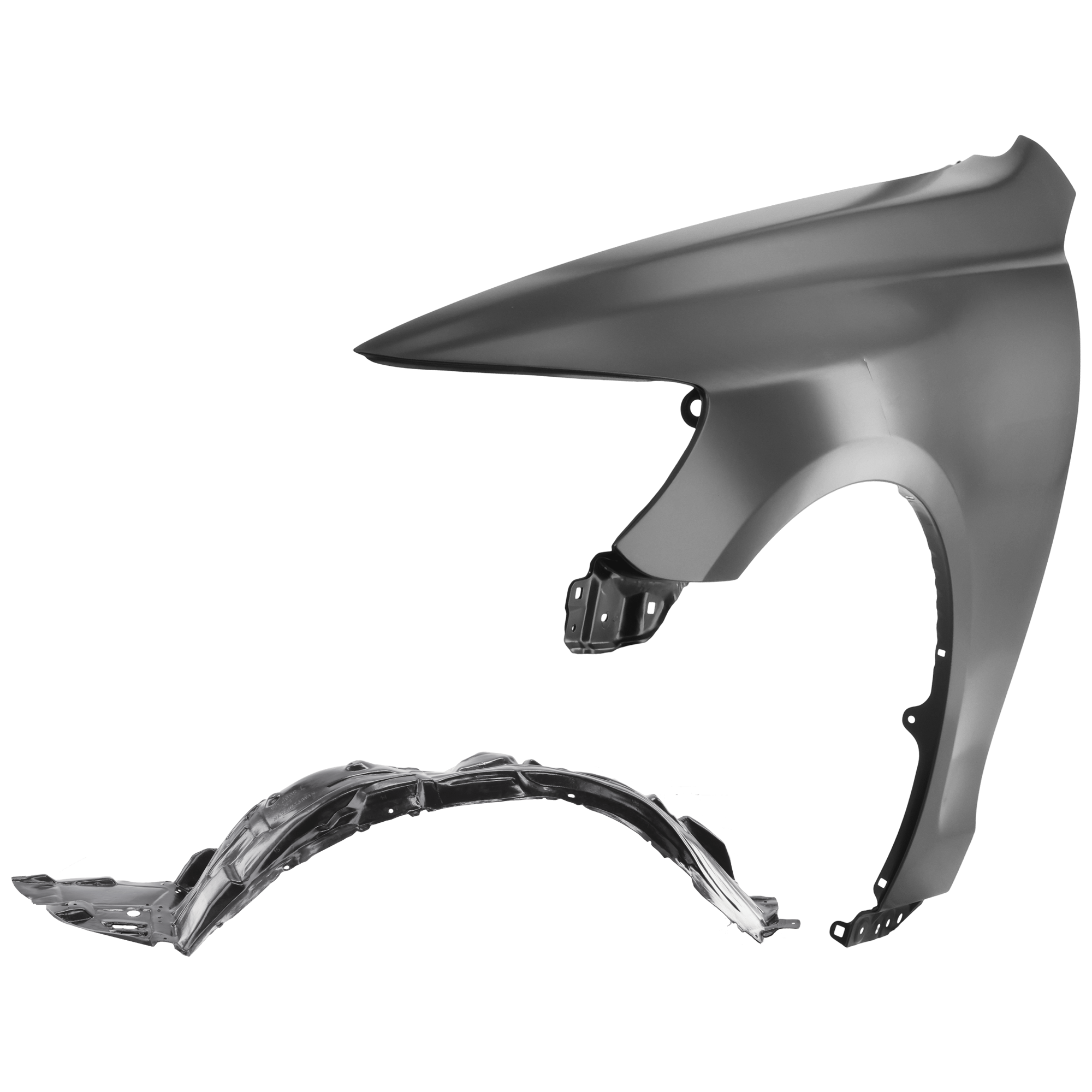 AM GS350-08-11 GS450H 08-11 FRONT FENDER LH Primed 2 pc kit with 1 Fender and 1 Fender Liner SKU KIT 050926 AE1696 Partslink LX1240112 LX1248106 OEM 538023F211-5380630150