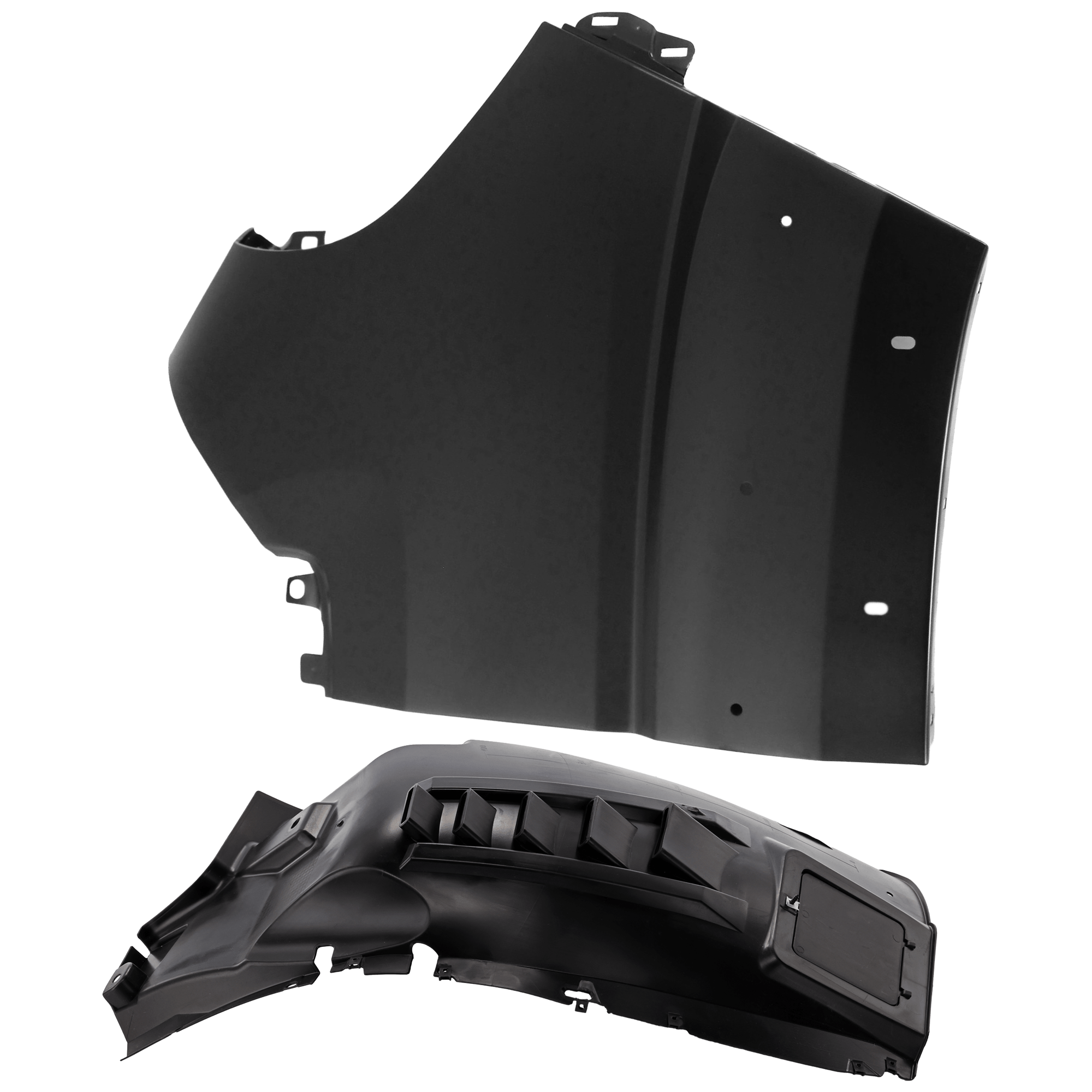 AM PROMASTER 1500-14-22 PROMASTER 2500-14-22 FRONT FENDER RH Primed Steel w Molding Hole 2 pc kit with 1 Fender and 1 Fender Liner CAPA SKU KIT 050926 AE1704 Partslink CH1241286C CH1249186C OEM 68193702AC 68213477AB