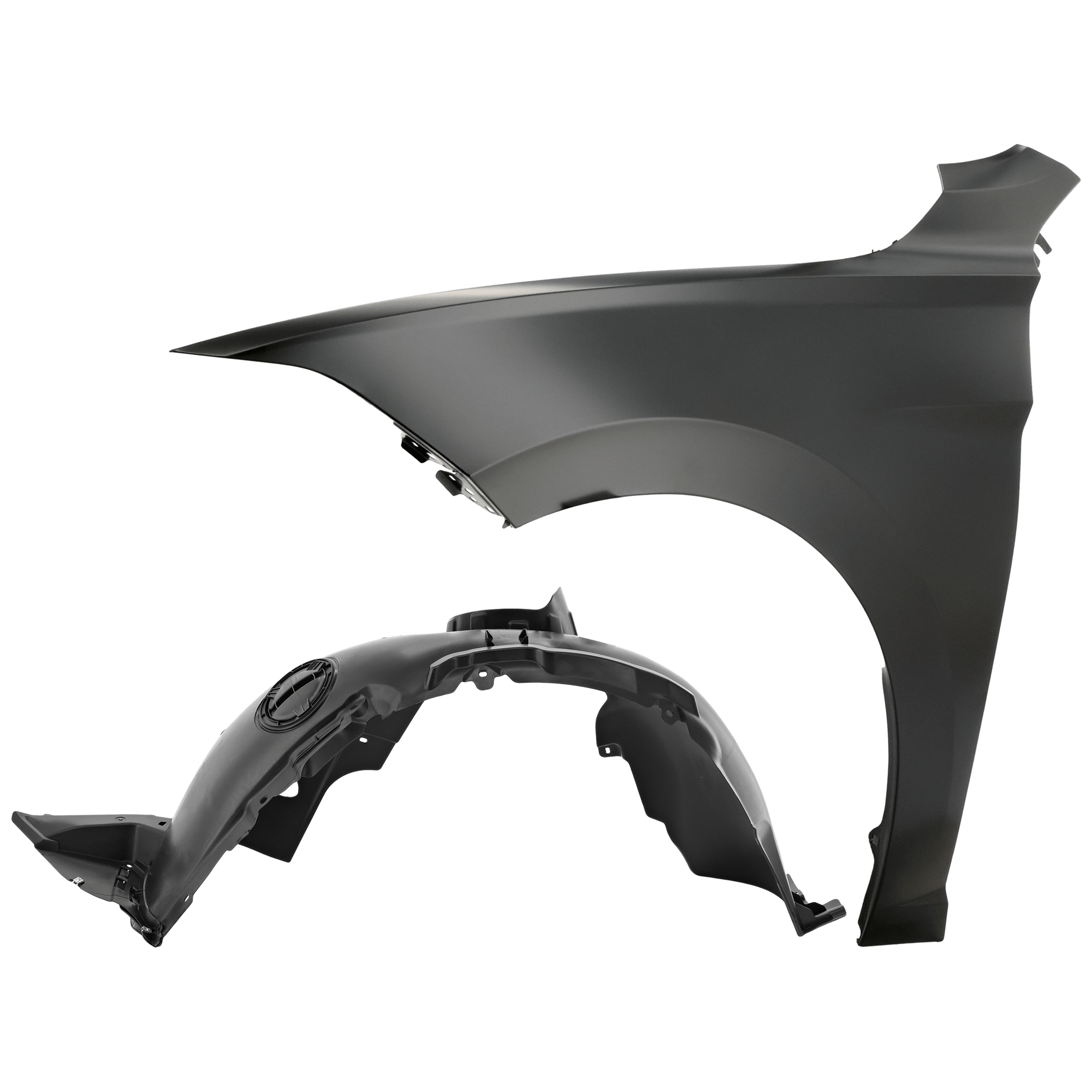 AM JETTA 19-23 FRONT FENDER LH Primed Steel 2 pc kit with 1 Fender and 1 Fender Liner CAPA SKU KIT 050926 AE1705 Partslink VW1240153C VW1248140C OEM 17A821105A 17A805911C