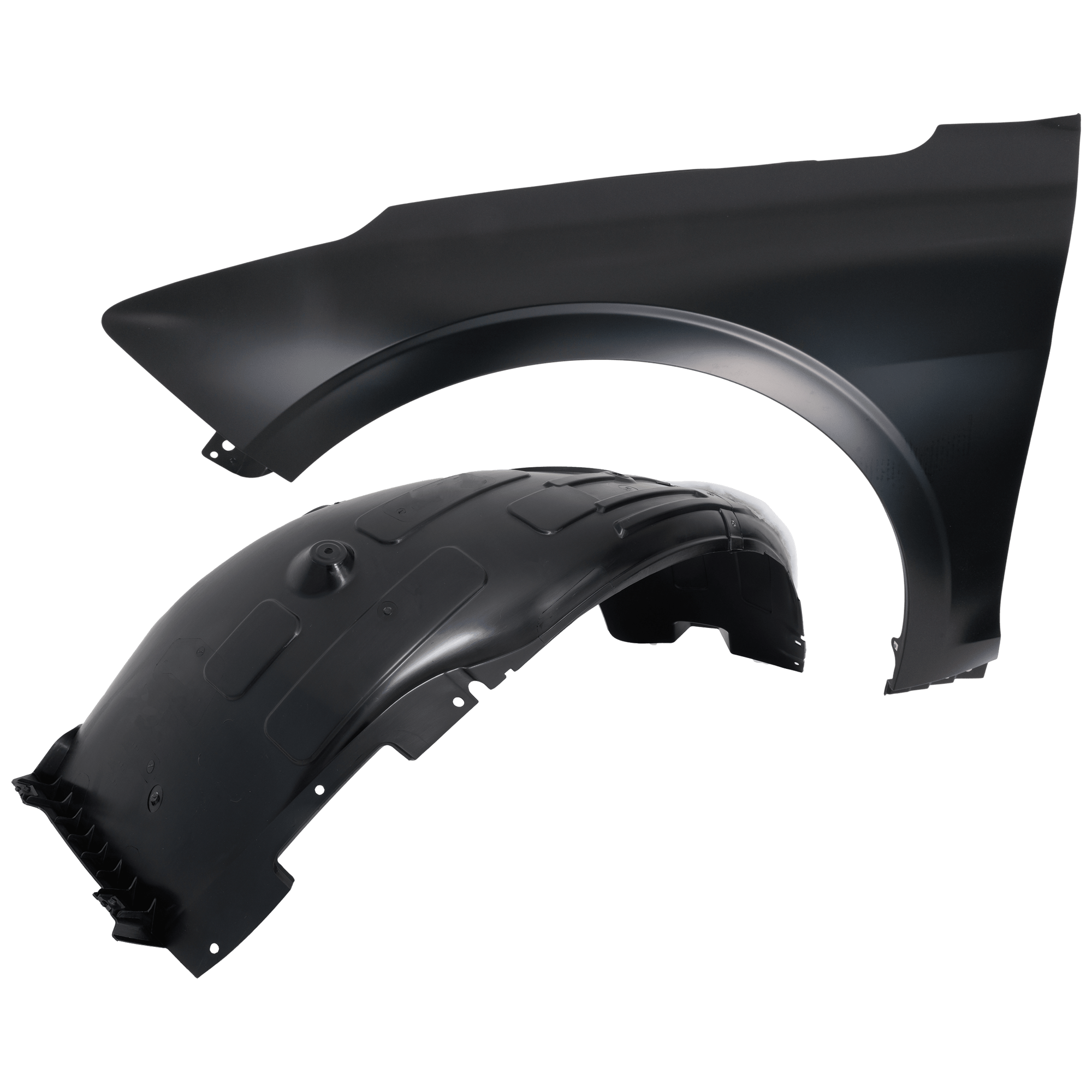 AM K5-21-24 FRONT FENDER LH Black Steel 2 pc kit with 1 Fender and 1 Fender Liner CAPA SKU KIT 050926 AE1716 Partslink KI1240157C KI1248166C OEM 66310L2000-66310L6000-86811L30