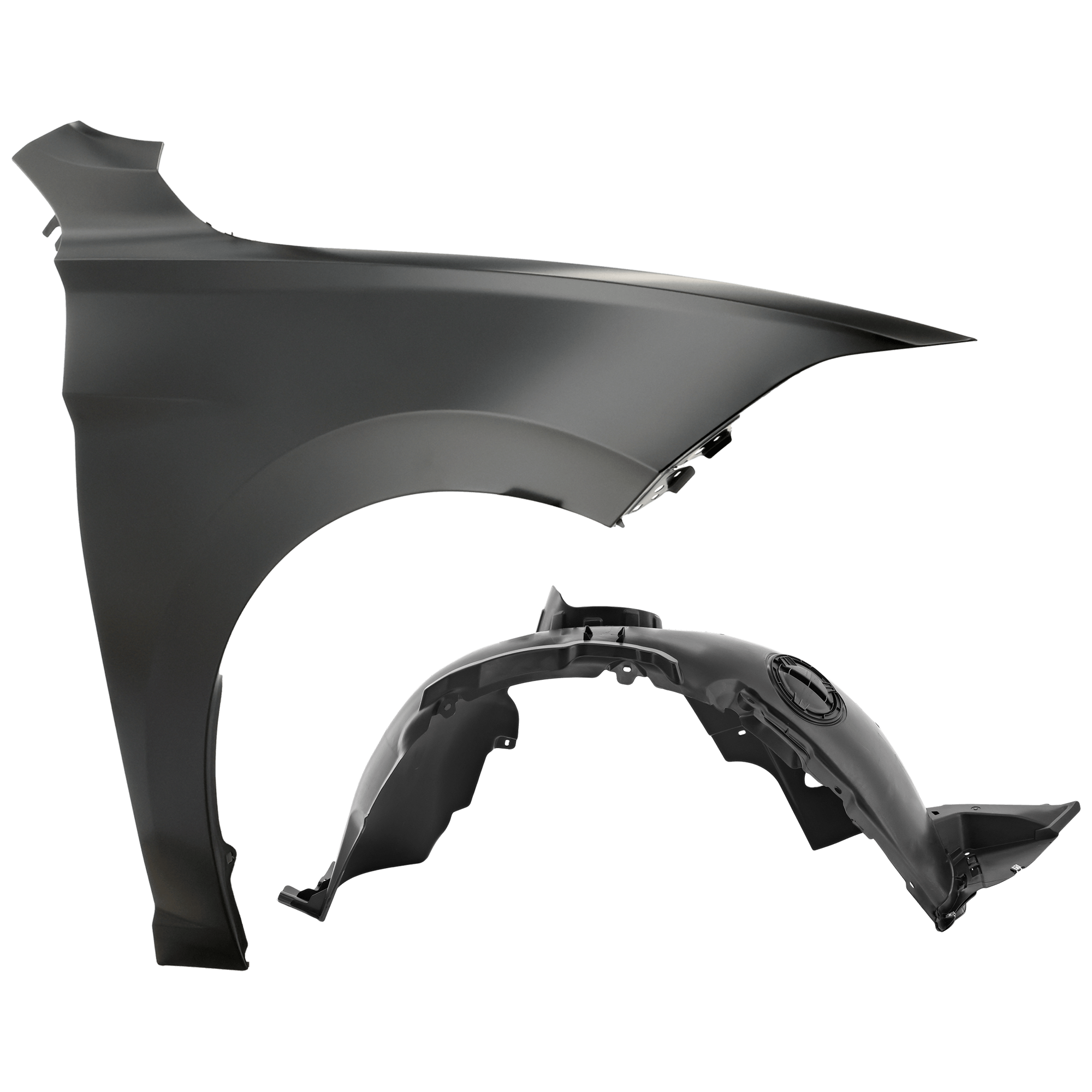 AM JETTA 19-23 FRONT FENDER RH Primed Steel 2 pc kit with 1 Fender and 1 Fender Liner CAPA SKU KIT 050926 AE1719 Partslink VW1241153C VW1249140C OEM 17A821106A 17A805912E