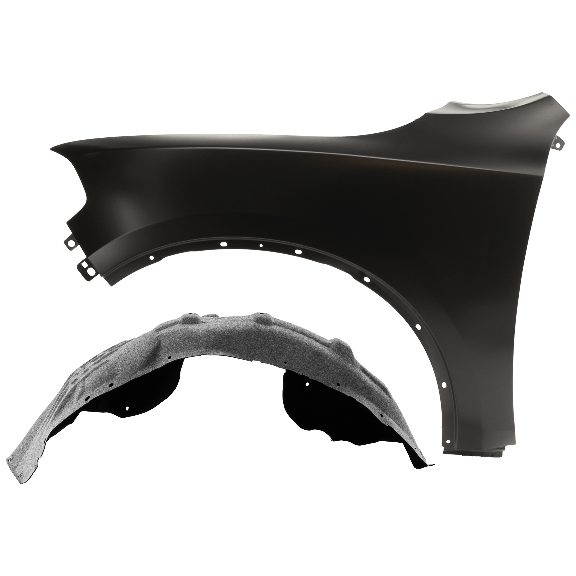 AM DURANGO 14-24 FRONT FENDER LH Primed Steel 2 pc kit with 1 Fender and 1 Fender Liner CAPA SKU KIT 050926 AE1720 Partslink CH1240273C CH1248213C OEM 55369735AD 55369735AC 68504093