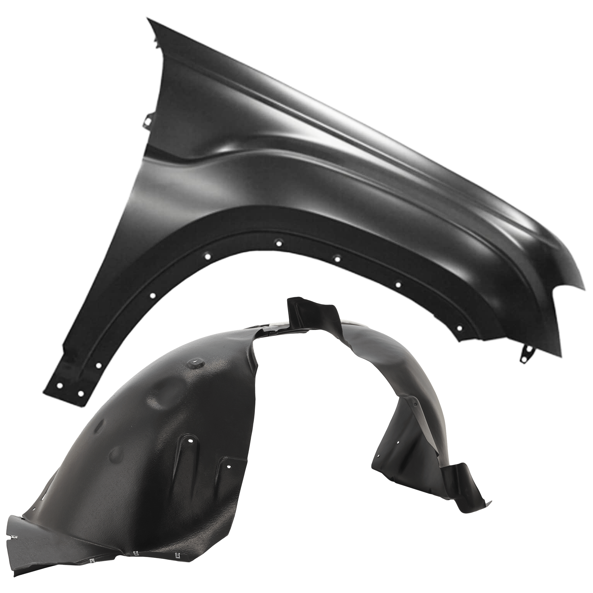 AM ATLAS 18-20 FRONT FENDER RH Primed Steel 2 pc kit with 1 Fender and 1 Fender Liner CAPA SKU KIT 050926 AE1738 Partslink VW1241151C VW1249142C OEM 3CN821022-3CN805912C 3CN805912
