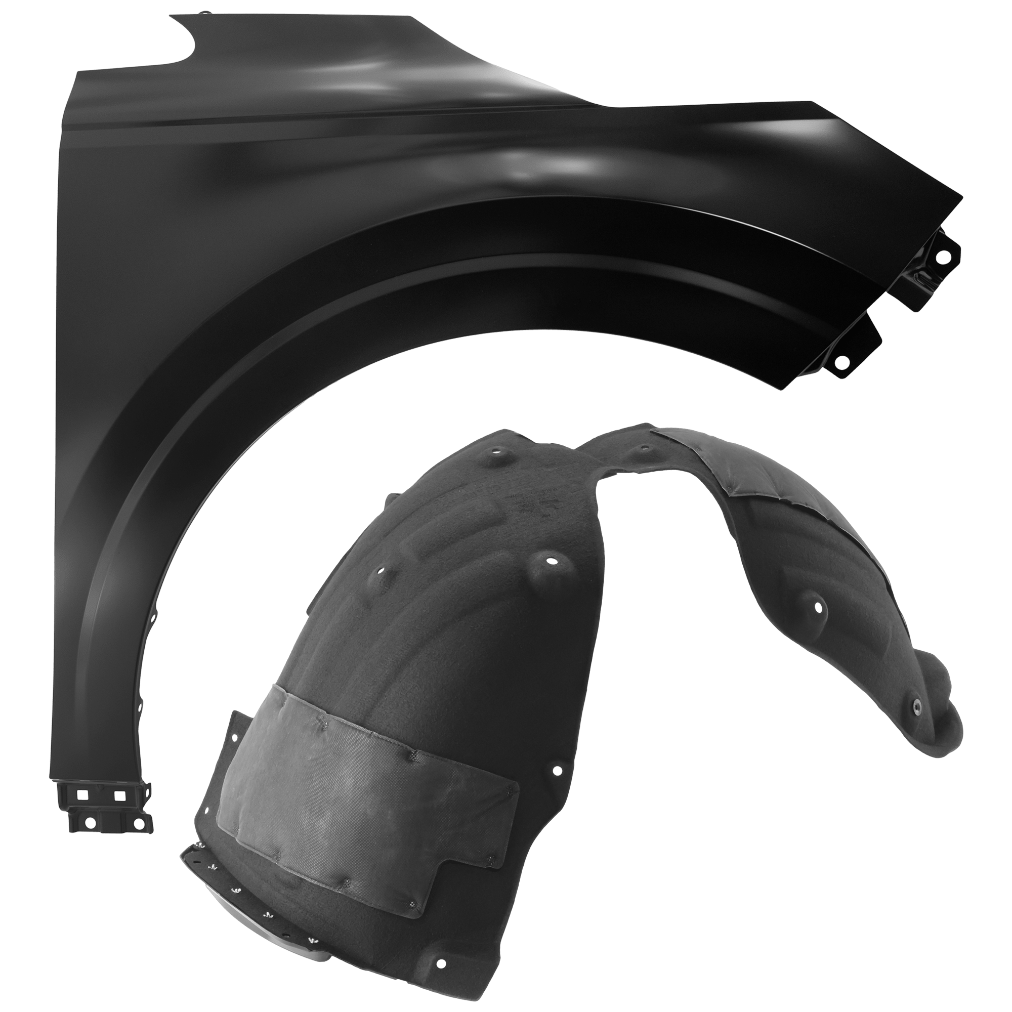AM CARNIVAL 22-24 FRONT FENDER RH Black Steel 2 pc kit with 1 Fender and 1 Fender Liner CAPA SKU KIT 050926 AE1746 Partslink KI1241162C KI1249169C OEM 66321R0000-86812R0000
