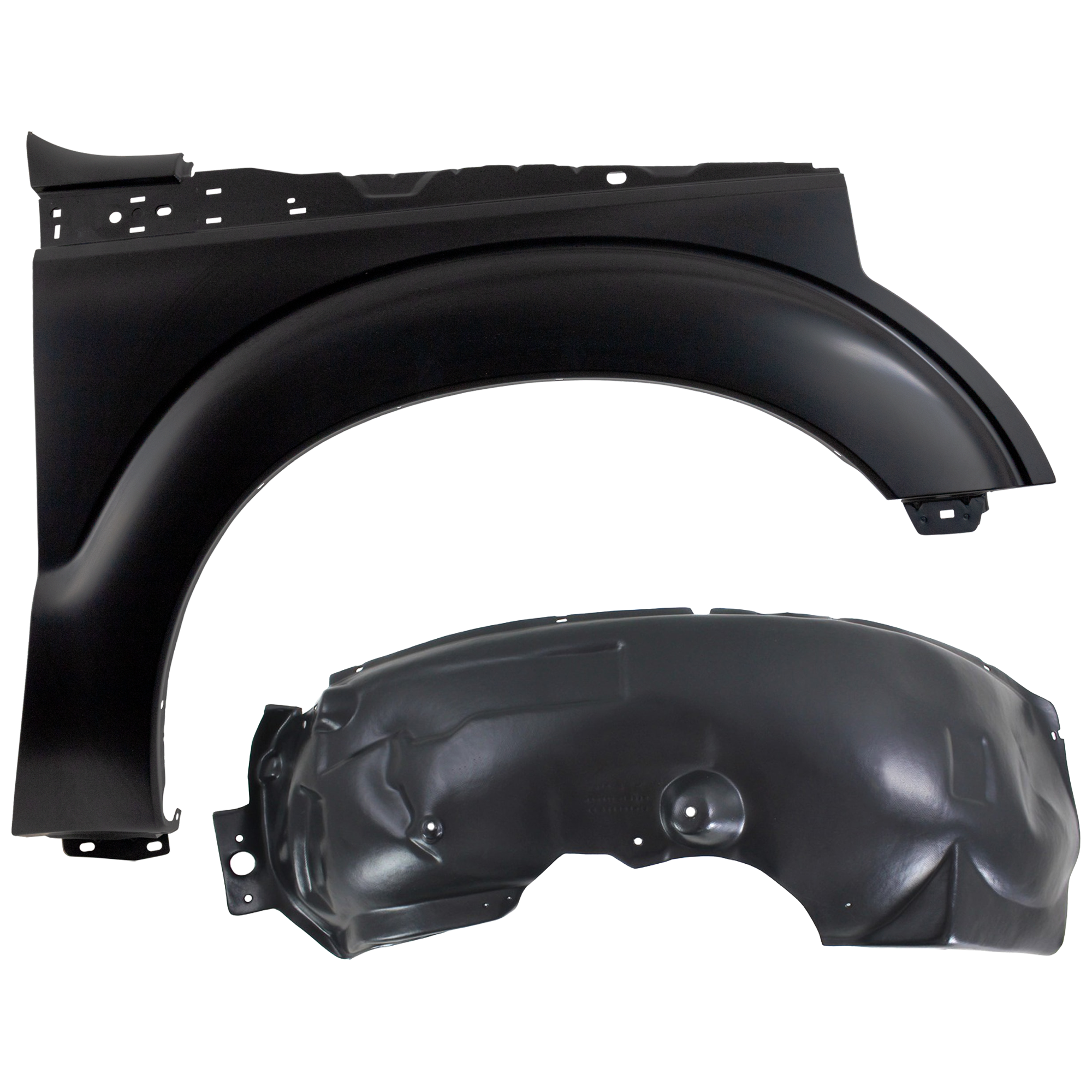 AM F 250 SUPER DUTY 11-16 F 350 SUPER DUTY 11-16 FRONT FENDER RH Primed w o Wheel Opening Molding Holes 2 pc kit with 1 Fender and 1 Fender Liner CAPA SKU KIT 050926 AE1750 Partslink FO1241284C FO1249156C OEM BC3Z16005A BC3Z16054B