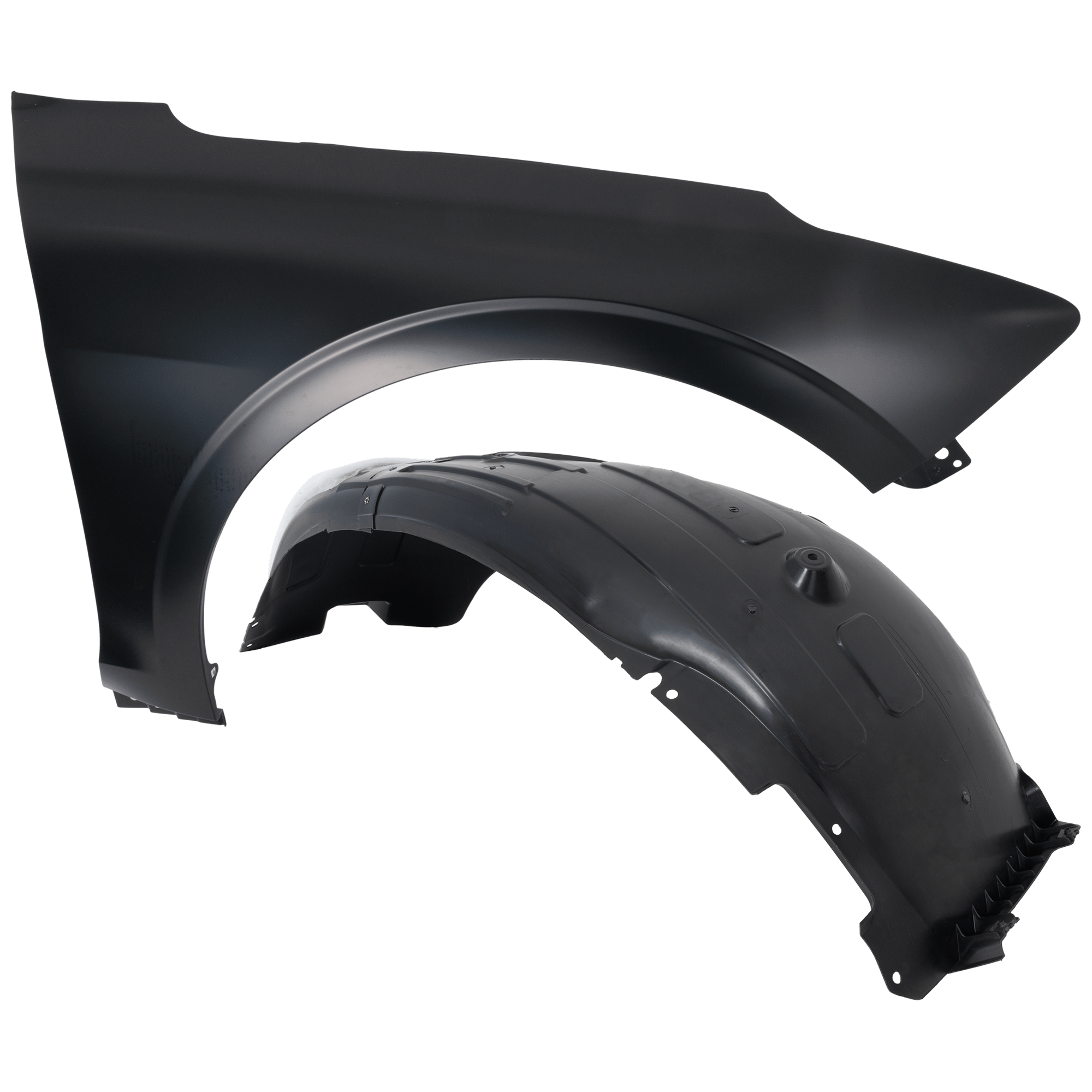 AM K5-21-24 FRONT FENDER RH Black Steel 2 pc kit with 1 Fender and 1 Fender Liner CAPA SKU KIT 050926 AE1753 Partslink KI1241157C KI1249167C OEM 66320L2000-66320L6000-86812L33