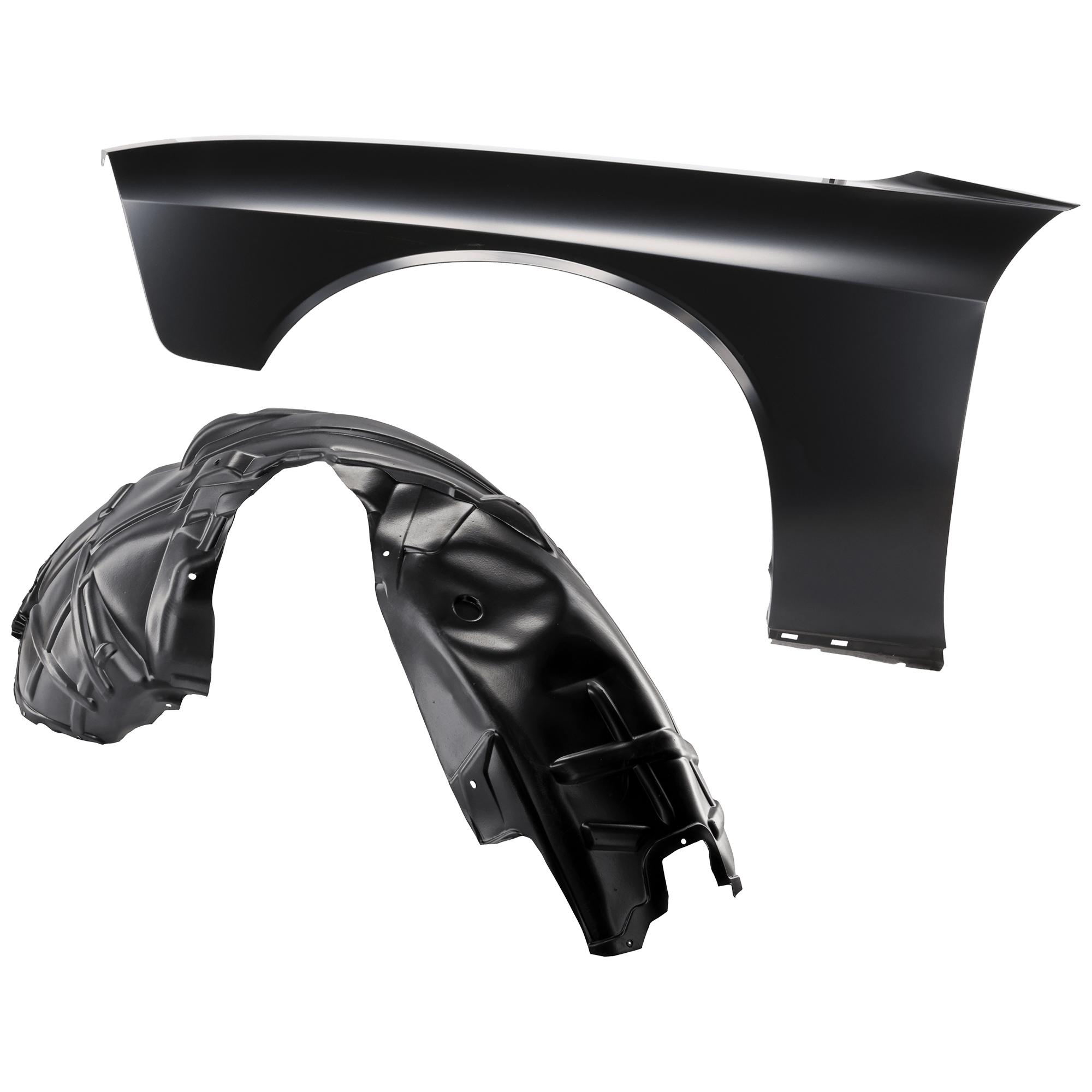 AM CHALLENGER 15-23 FRONT FENDER LH Primed Steel w o Wide Body Option 2 pc kit with 1 Fender and 1 Fender Liner CAPA SKU KIT 050926 AE1802 Partslink CH1240285C CH1248173C OEM 68275471AA 68259093AF