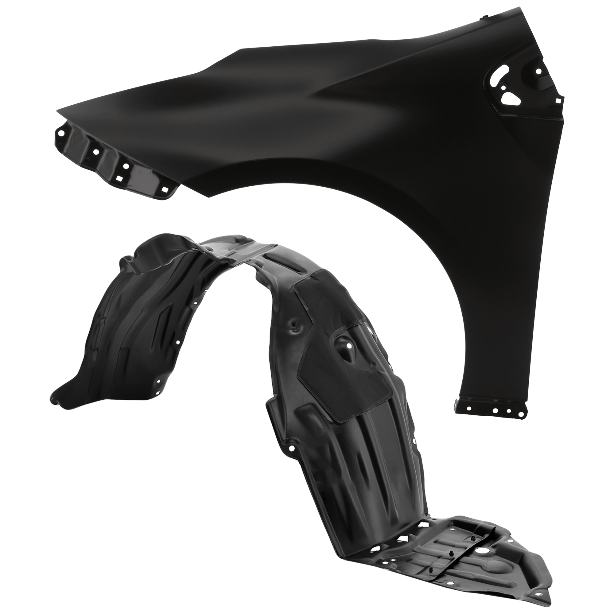 AM PRIUS 16-18 FRONT FENDER LH Primed Steel 2 pc kit with 1 Fender and 1 Fender Liner CAPA SKU KIT 050926 AE1812 Partslink TO1240263C TO1248207C OEM 5380247100-5387647110
