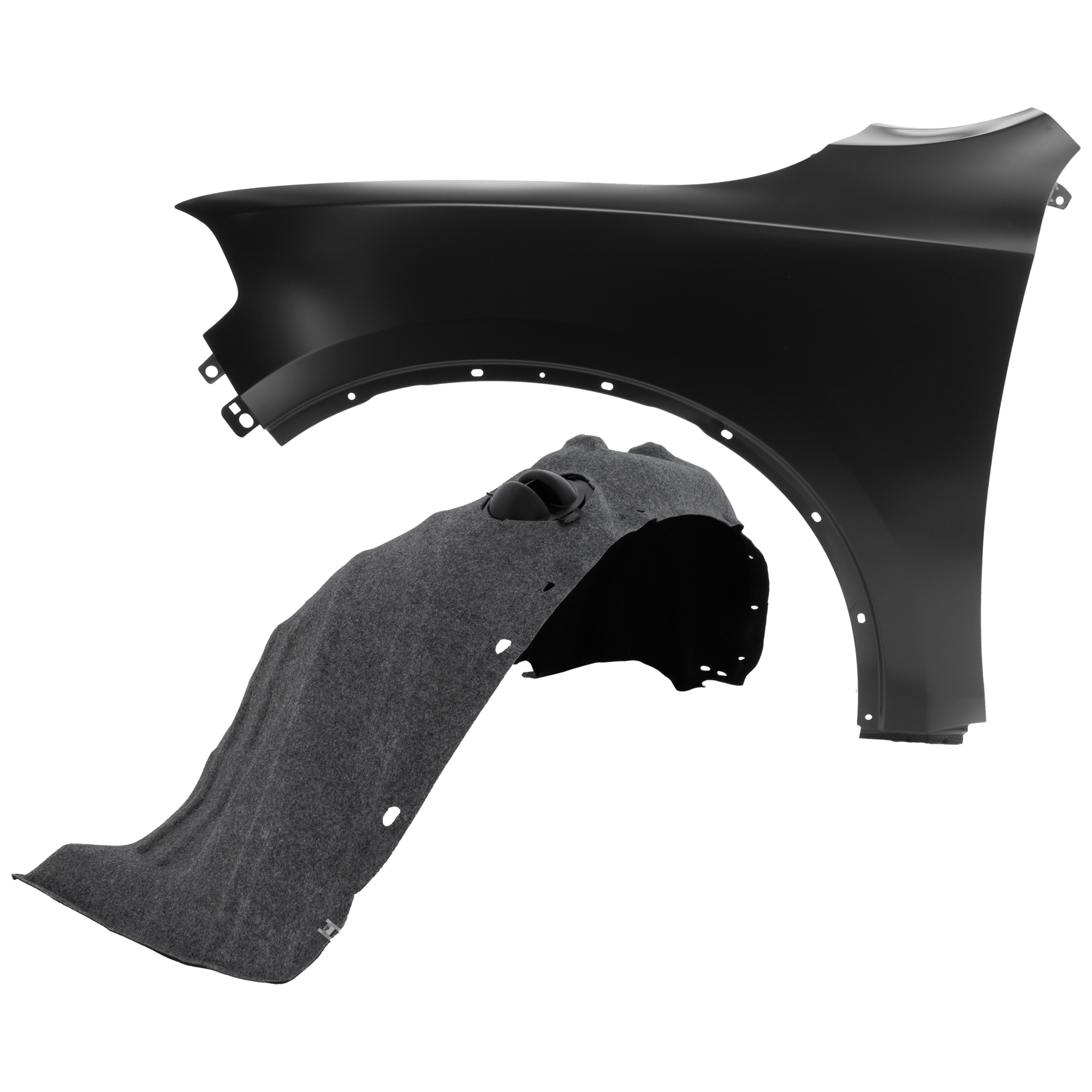 AM DURANGO 11-20 FRONT FENDER LH Primed Steel 2 pc kit with 1 Fender and 1 Fender Liner CAPA SKU KIT 050926 AE1839 Partslink CH1240273C CH1248156C OEM 55369735AD 55369735AC 57010369