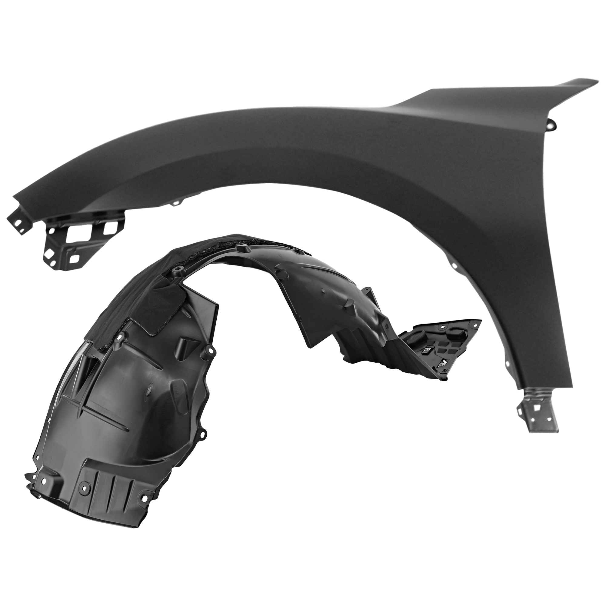 AM CIVIC 20-21 FRONT FENDER LH Primed Exc. Type R Hatchback 2 pc kit with 1 Fender and 1 Fender Liner CAPA SKU KIT 050926 AE1846 Partslink HO1240195C HO1248197C OEM 60261TGGA00ZZ 74151TGGA70