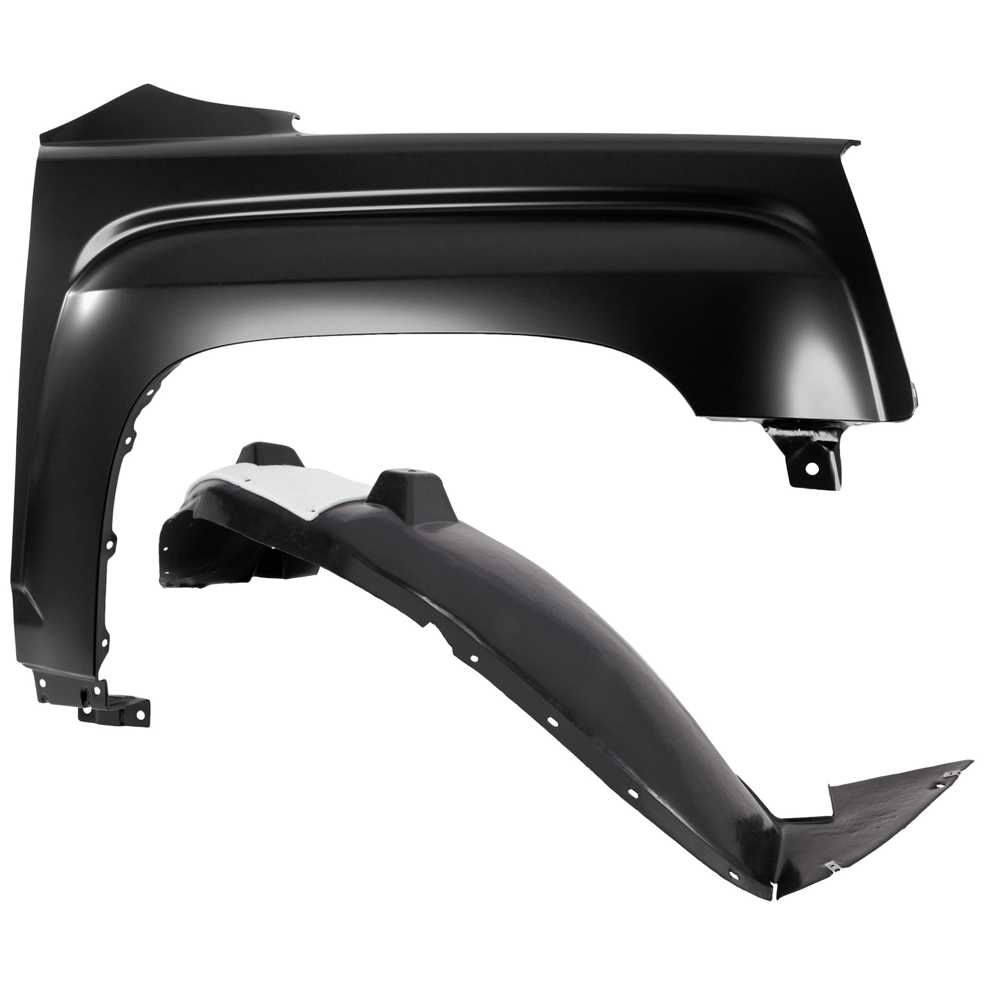 AM TERRAIN 14-17 FRONT FENDER RH w 3 Mounting Holes 2 pc kit with 1 Fender and 1 Fender Liner CAPA SKU KIT 050926 AE1860 Partslink GM1241366C GM1249244C OEM 22846920-23271690