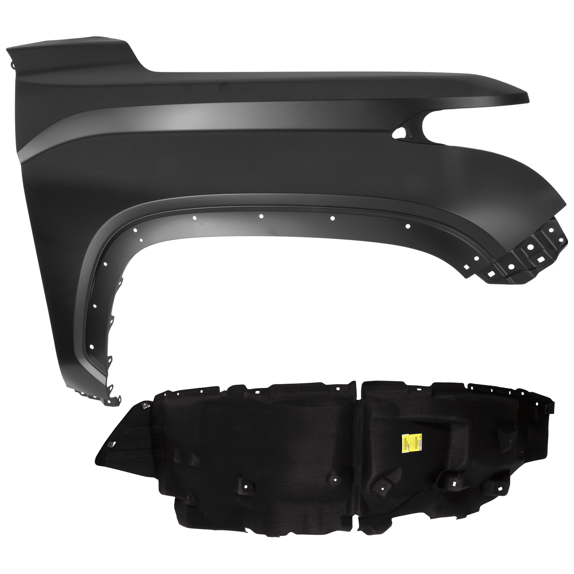 AM TUNDRA 22-24 FRONT FENDER RH Black w Fender Flare Holes 2 pc kit with 1 Fender and 1 Fender Liner CAPA SKU KIT 050926 AE1865 Partslink TO1241284C TO1249253C OEM 538110C120-538750C090
