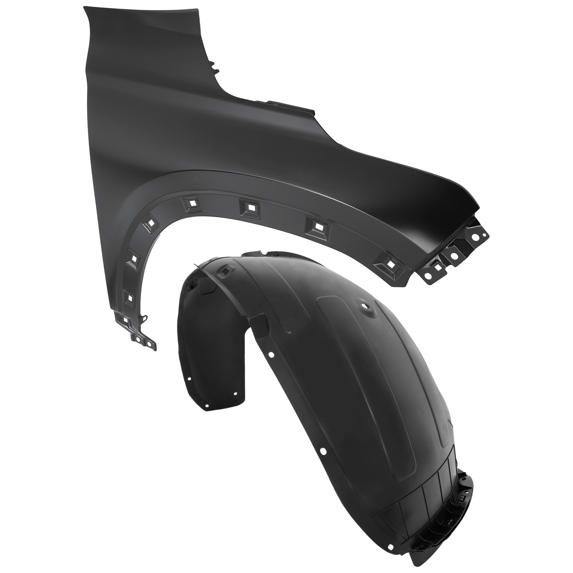 AM SELTOS 21-23 FRONT FENDER RH Steel w o Side Marker Light Holes EX S SX Models 2 pc kit with 1 Fender and 1 Fender Liner CAPA SKU KIT 050926 AE1866 Partslink KI1241159C KI1249168C OEM 66321Q5000-86812Q5000