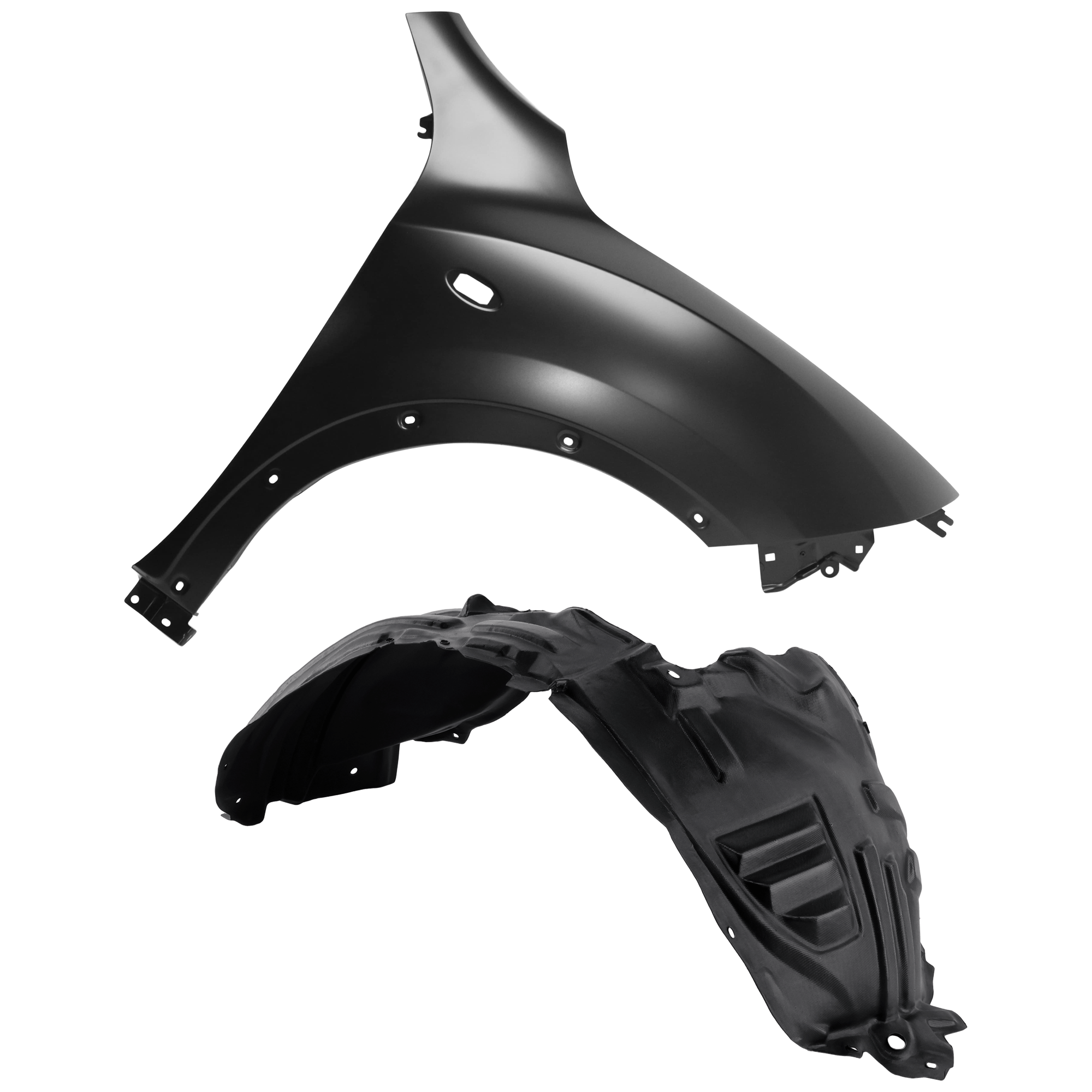 AM JUKE 14-14 FRONT FENDER RH Primed Steel 2 pc kit with 1 Fender and 1 Fender Liner CAPA SKU KIT 050926 AE1888 Partslink NI1241215C NI1249124C NI1249145C OEM F31001KAMB 638421KA0A 638403YW
