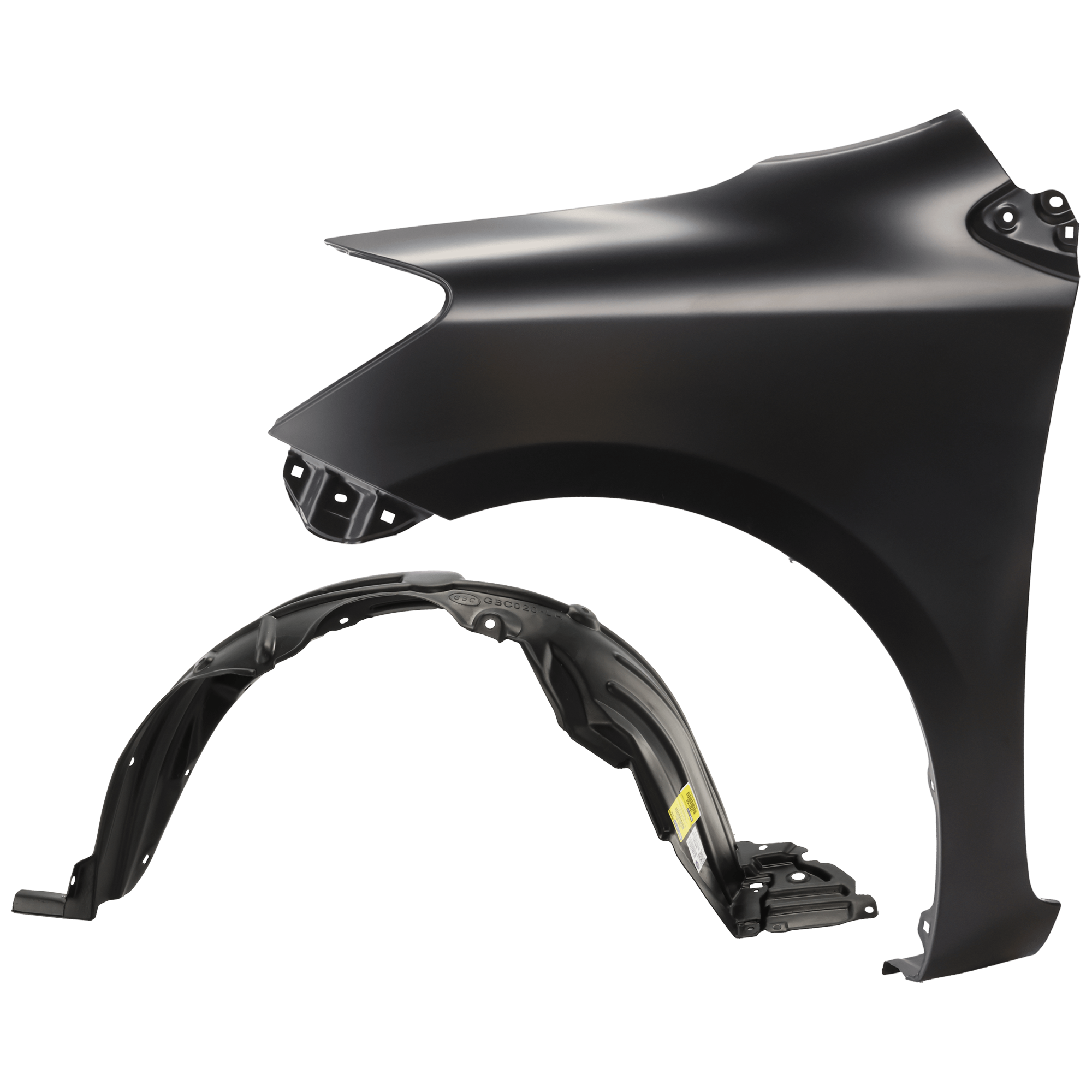 AM YARIS 07-12 FRONT FENDER LH Primed Sedan 2 pc kit with 1 Fender and 1 Fender Liner CAPA SKU KIT 050926 AE1890 Partslink TO1240212C TO1250120C OEM 5380252080-5387652180