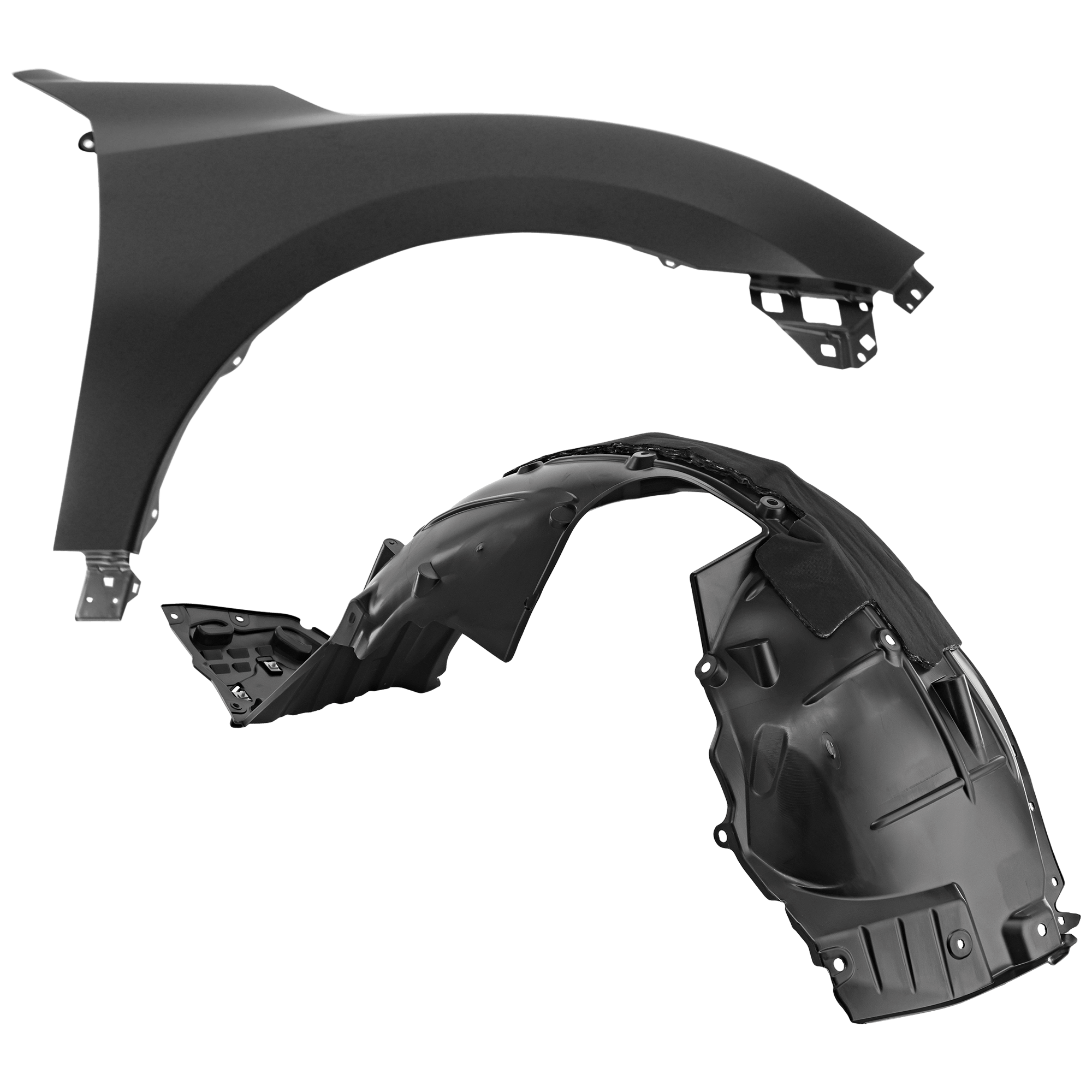 AM CIVIC 20-21 FRONT FENDER RH Primed Exc. Type R Hatchback 2 pc kit with 1 Fender and 1 Fender Liner CAPA SKU KIT 050926 AE1905 Partslink HO1241195C HO1249197C OEM 60211TGGA00ZZ 74101TGGA70