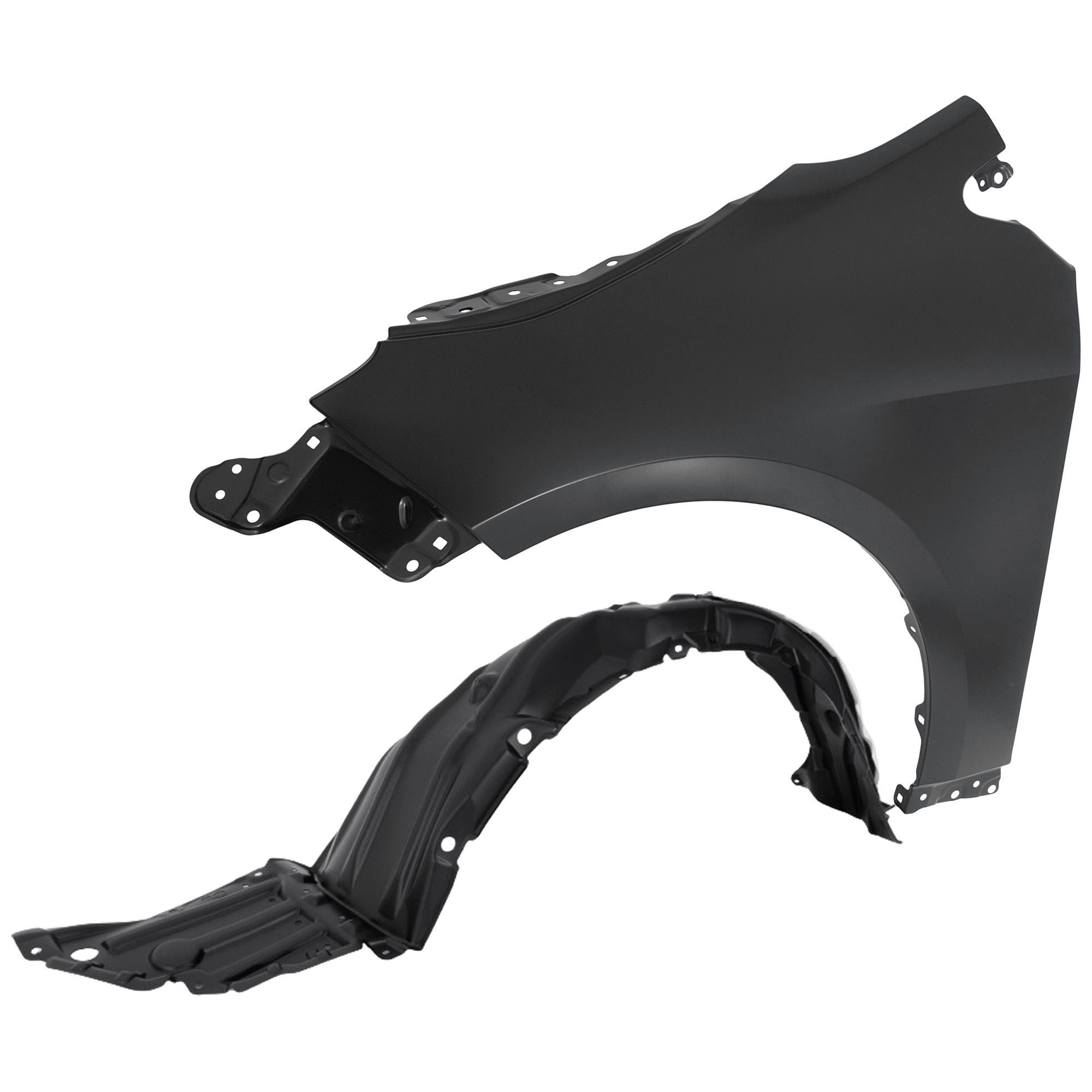 AM COROLLA 19-25 FRONT FENDER LH Primed Hatchback 2 pc kit with 1 Fender and 1 Fender Liner CAPA SKU KIT 050926 AE1906 Partslink TO1240271C TO1248231C OEM 5380202260-5380612090