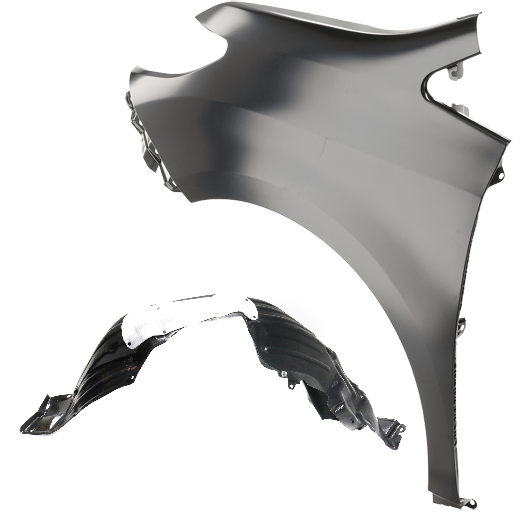 AM SIENNA 15-17 FRONT FENDER LH Primed 2 pc kit with 1 Fender and 1 Fender Liner CAPA SKU KIT 050926 AE1924 Partslink TO1240234C TO1240272C TO1248203C OEM 5381208020-5381208030-53806080