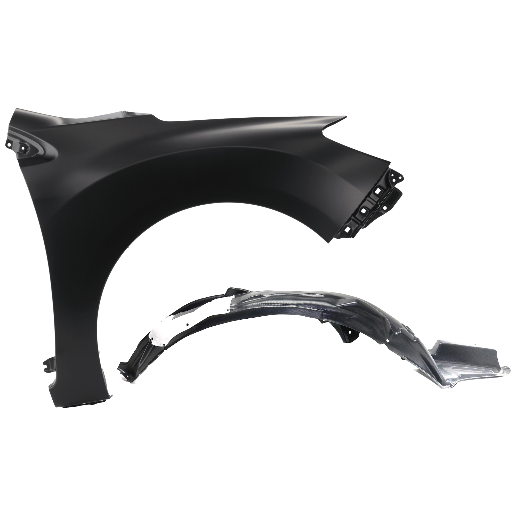 AM IMPREZA 15-16 FRONT FENDER RH Primed Exc. WRX Models Sedan Wagon w o Side Light and Molding Holes 2 pc kit with 1 Fender and 1 Fender Liner CAPA SKU KIT 050926 AE1929 Partslink SU1241136C SU1249126C OEM 57120FJ0009P 59110FJ080
