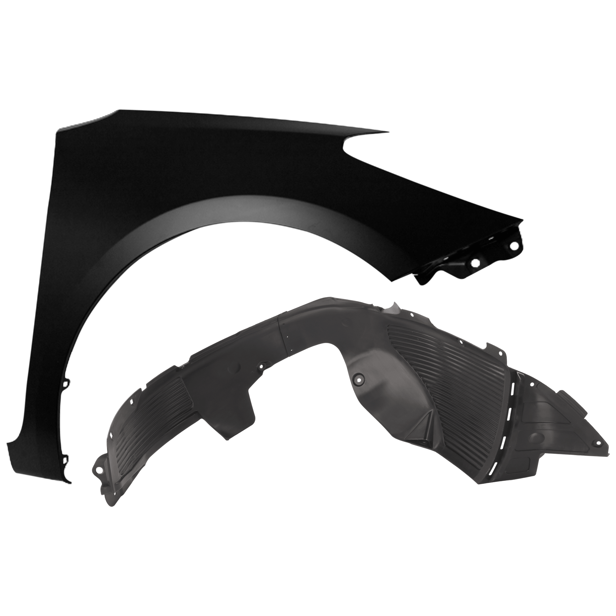 AM FORTE 17-18 FRONT FENDER RH Primed Forte Koup w o Rocker Mouldings Steel 2 pc kit with 1 Fender and 1 Fender Liner CAPA SKU KIT 050926 AE1930 Partslink KI1241138C KI1249153C OEM 66321A7000-86812B0000