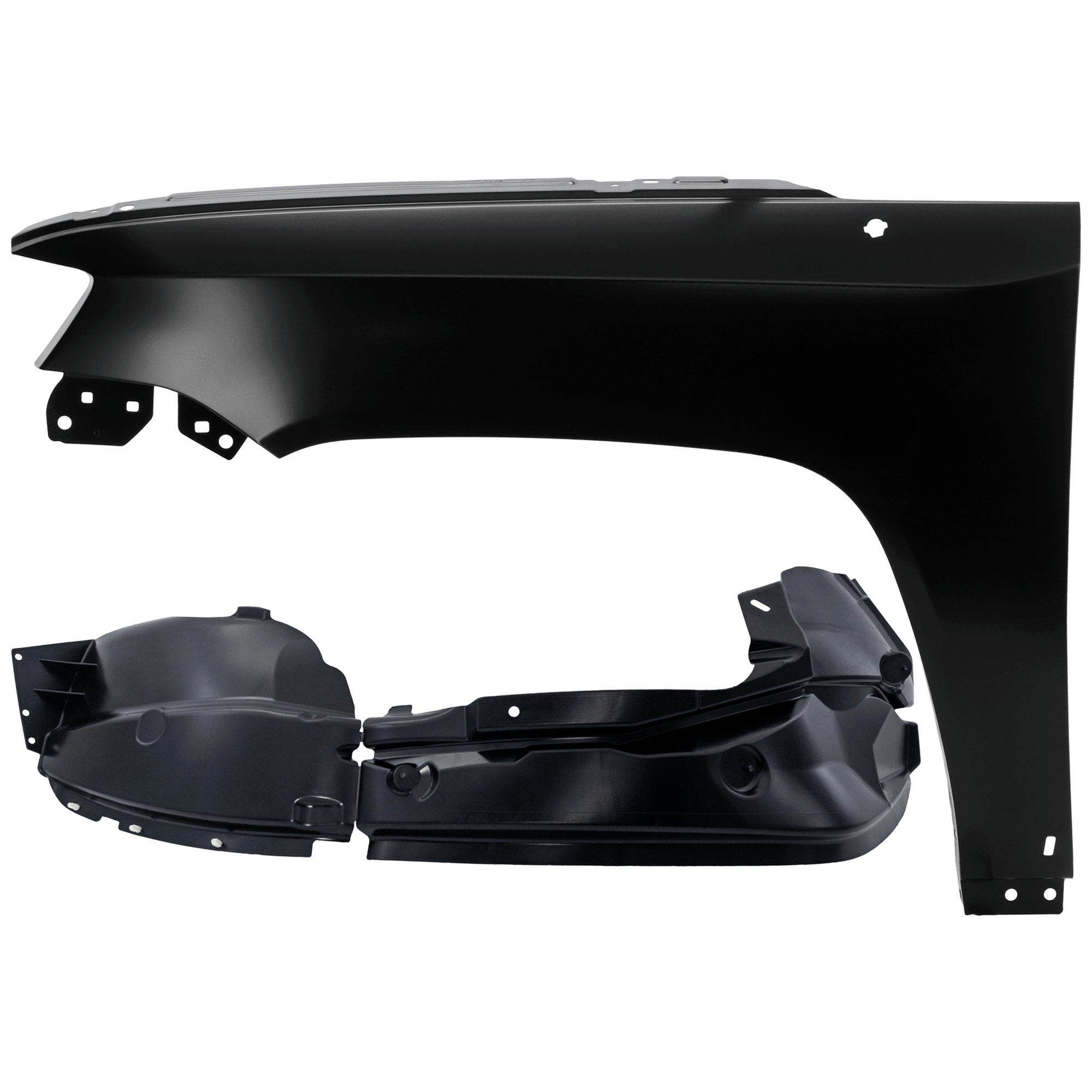 AM COMPASS 11-17 FRONT FENDER LH Primed MK Steel 2 pc kit with 1 Fender and 1 Fender Liner CAPA SKU KIT 050926 AE1967 Partslink CH1240276C CH1248160C OEM 68085303AB 5182555AD