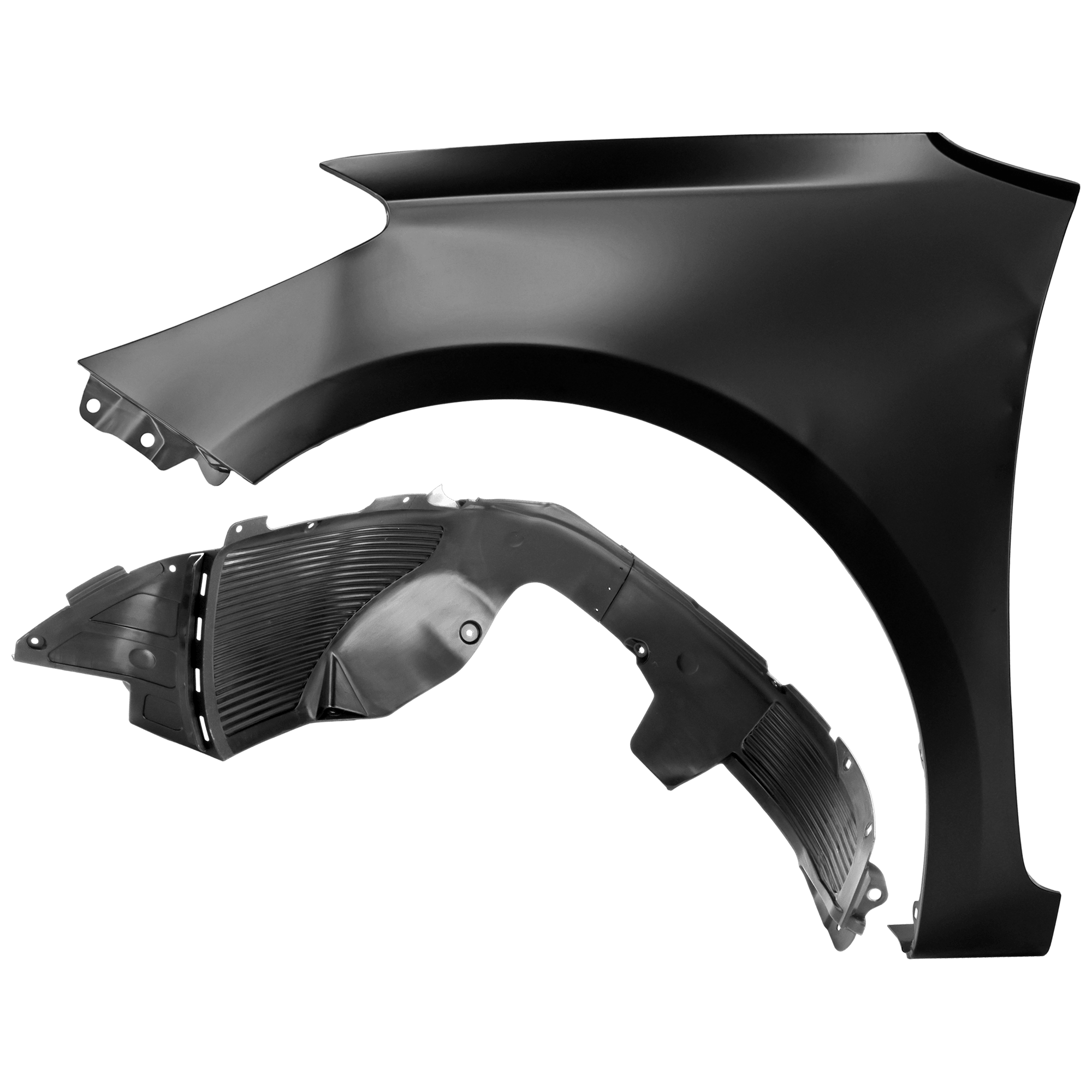 AM FORTE 17-18 FRONT FENDER LH Primed Forte Koup w o Rocker Mouldings Steel 2 pc kit with 1 Fender and 1 Fender Liner CAPA SKU KIT 050926 AE1969 Partslink KI1240138C KI1248153C OEM 66311A7000-86811B0000
