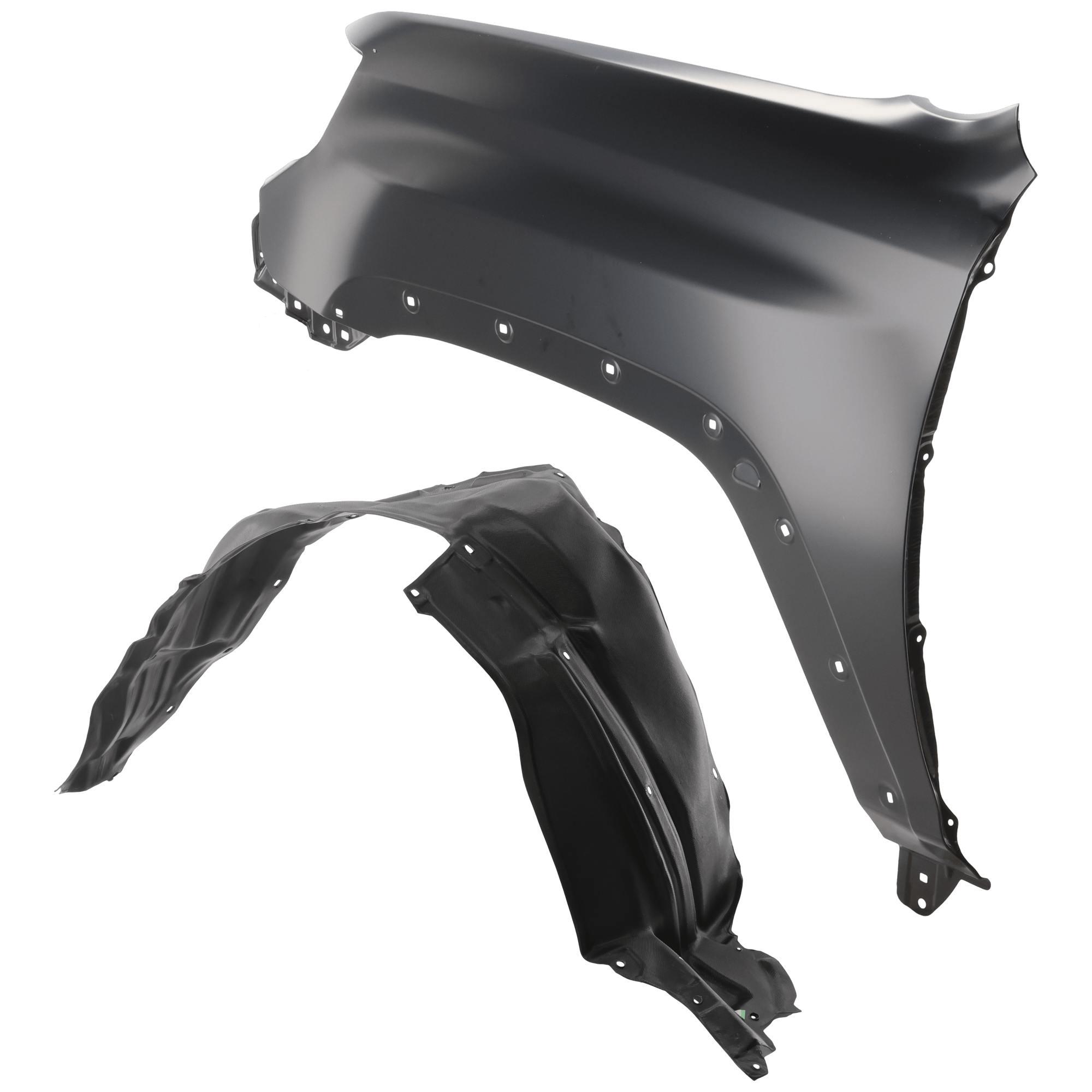 AM 4RUNNER 10-13 FRONT FENDER LH Primed with Fender Liner SKU KIT 050926 AE197 Partslink TO1240233 TO1248165 OEM 5381235510-5380635020