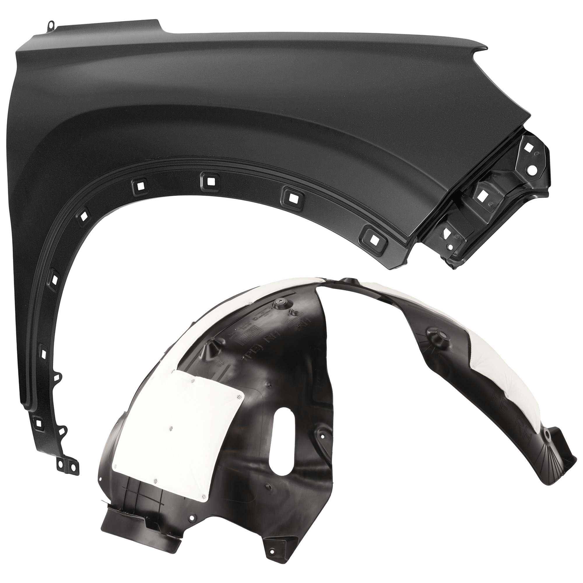 AM SANTA FE 21-23 FRONT FENDER RH Primed Exc. 23-23 Hybrid Model 2 pc kit with 1 Fender and 1 Fender Liner CAPA SKU KIT 050926 AE1995 Partslink HY1241173C HY1249188C OEM 66320S2000-86812S2500