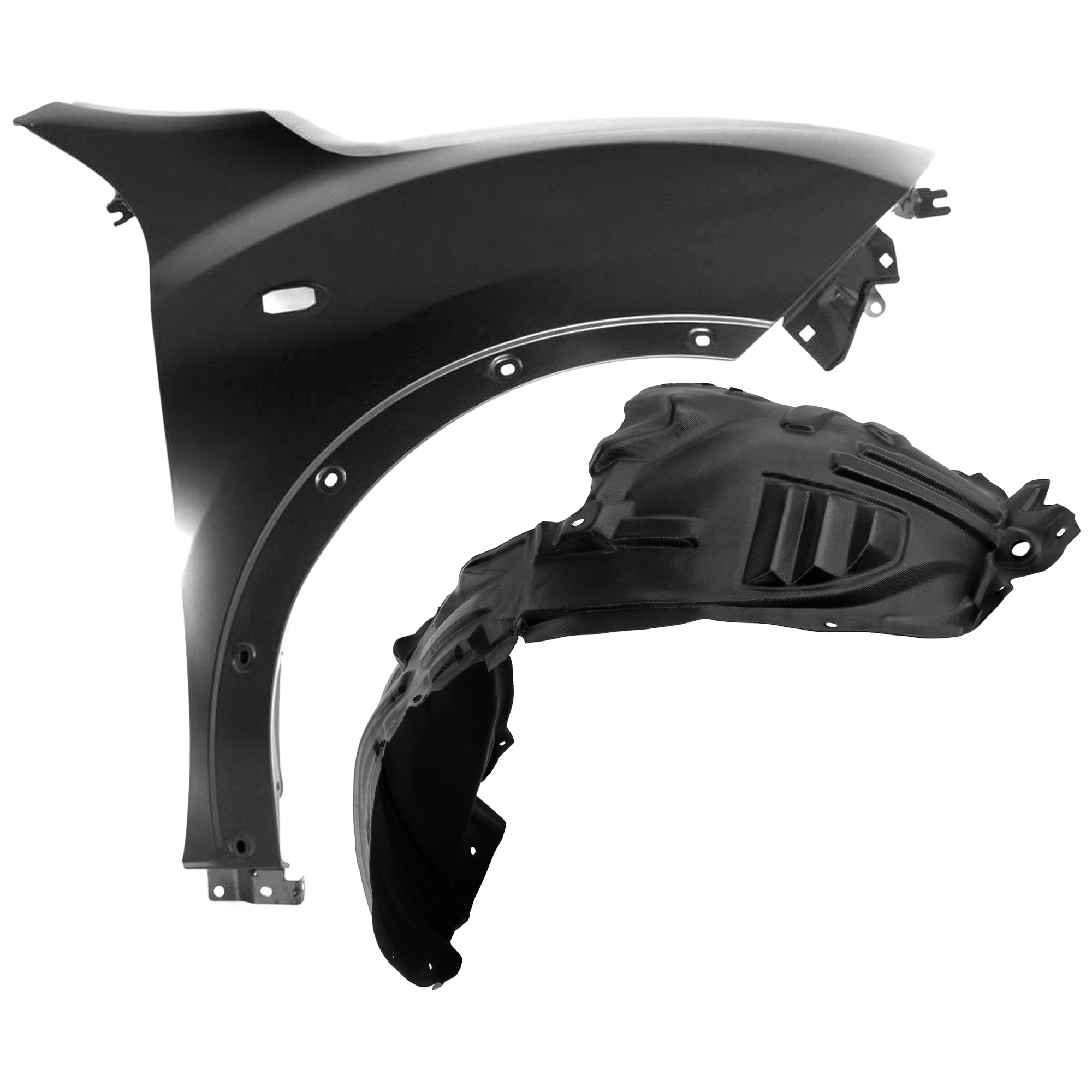 AM JUKE 11-13 FRONT FENDER RH Primed 2 pc kit with 1 Fender and 1 Fender Liner CAPA SKU KIT 050926 AE2001 Partslink NI1241200C NI1249124C NI1249145C OEM FCA001KAMA 638421KA0A 638403YW