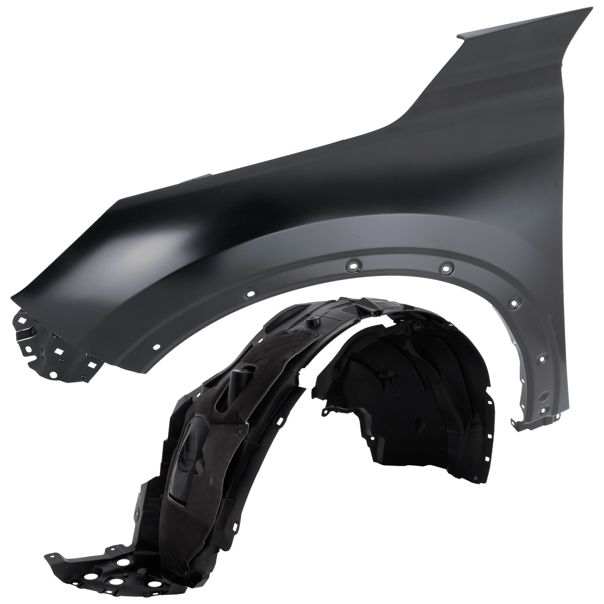 AM QX60-22-24 FRONT FENDER LH Primed Aluminum 2 pc kit with 1 Fender and 1 Fender Liner CAPA SKU KIT 050926 AE2011 Partslink IN1240129C NI1248186C OEM 631016SA0A 638436SA0B