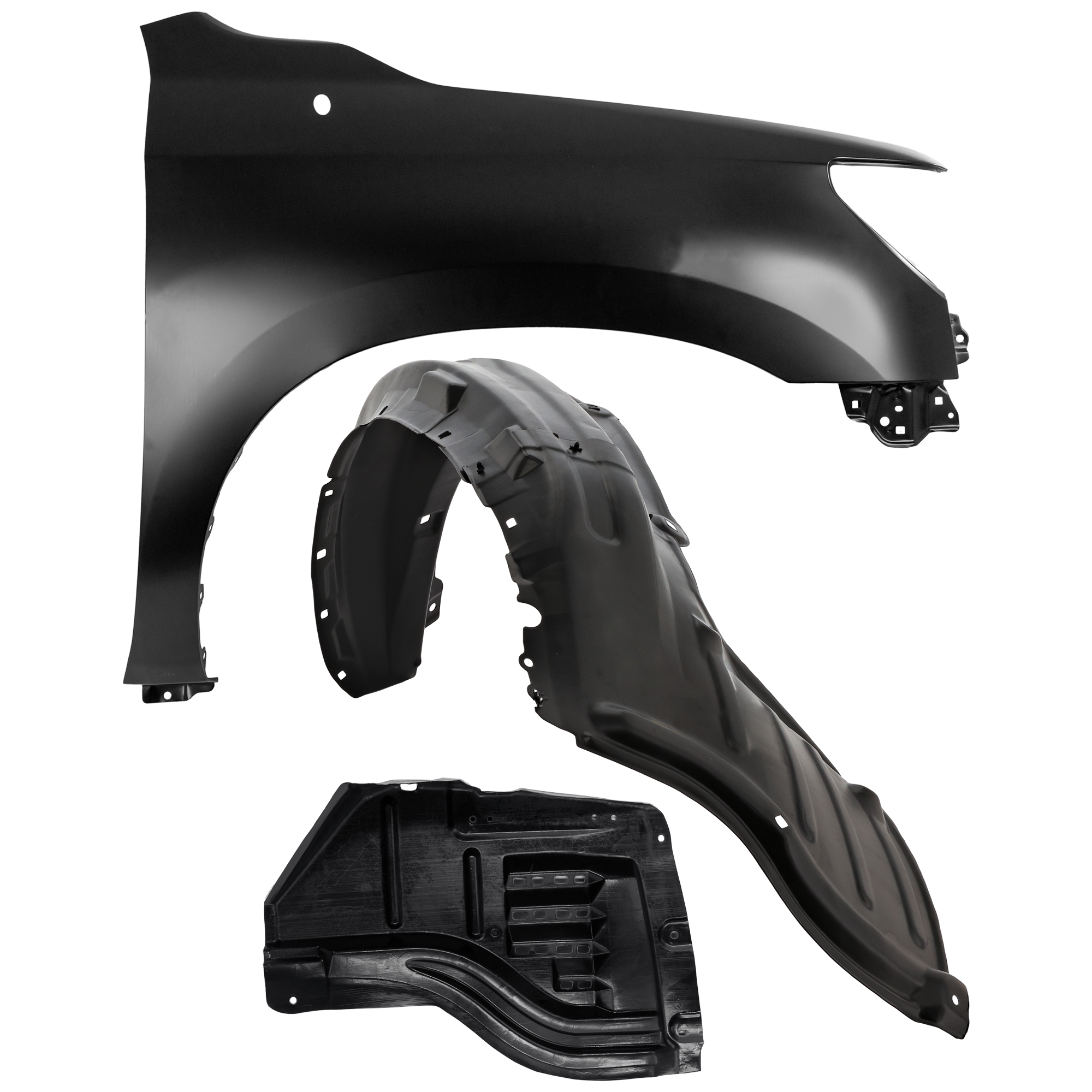 AM TUNDRA 07-13 FRONT FENDER RH Primed Steel 3 pc kit with 1 Fender and 2 Fender Liners CAPA SKU KIT 050926 AE2020 Partslink TO1241217C TO1249146C TO1249145C OEM 538010C190-538050C011-538070C0
