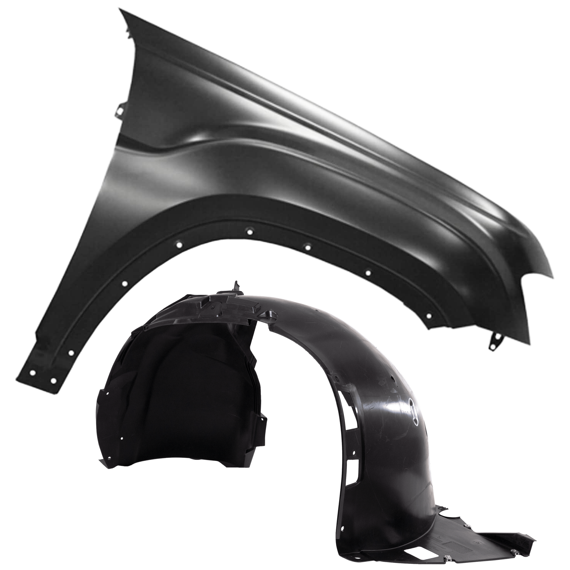 AM ATLAS 18-20 FRONT FENDER RH Primed Steel 2 pc kit with 1 Fender and 1 Fender Liner CAPA SKU KIT 050926 AE2040 Partslink VW1241151C VW1249151C OEM 3CN821022-3CN805912D