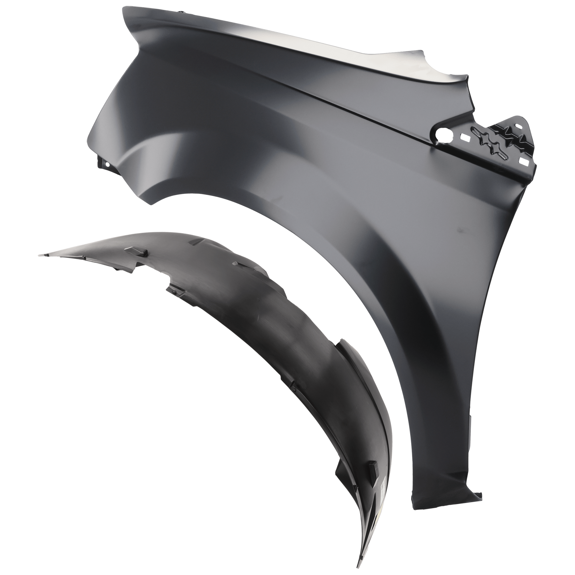 AM GRAND CARAVAN 08-19 TOWN COUNTRY 08-16 FRONT FENDER LH Primed Steel w o Side Repeater Light Hole 2 pc kit with 1 Fender and 1 Fender Liner CAPA SKU KIT 050926 AE2049 Partslink CH1240262C CH1248147C OEM 68029129AB 5113095AC