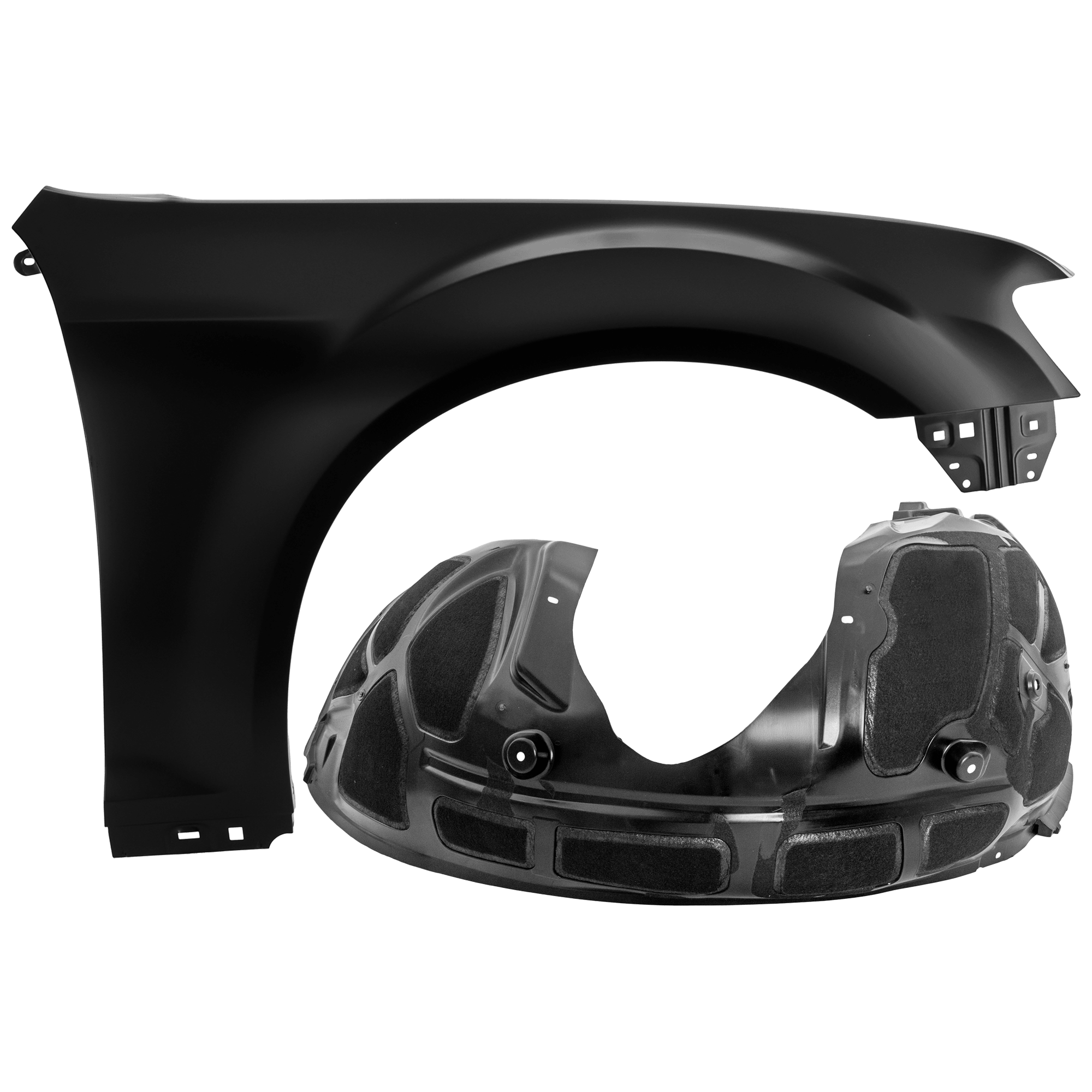 AM 300-11-14 FRONT FENDER RH Primed Steel 2 pc kit with 1 Fender and 1 Fender Liner CAPA SKU KIT 050926 AE2057 Partslink CH1241277C CH1249155C OEM 55113438AD 68084288AG