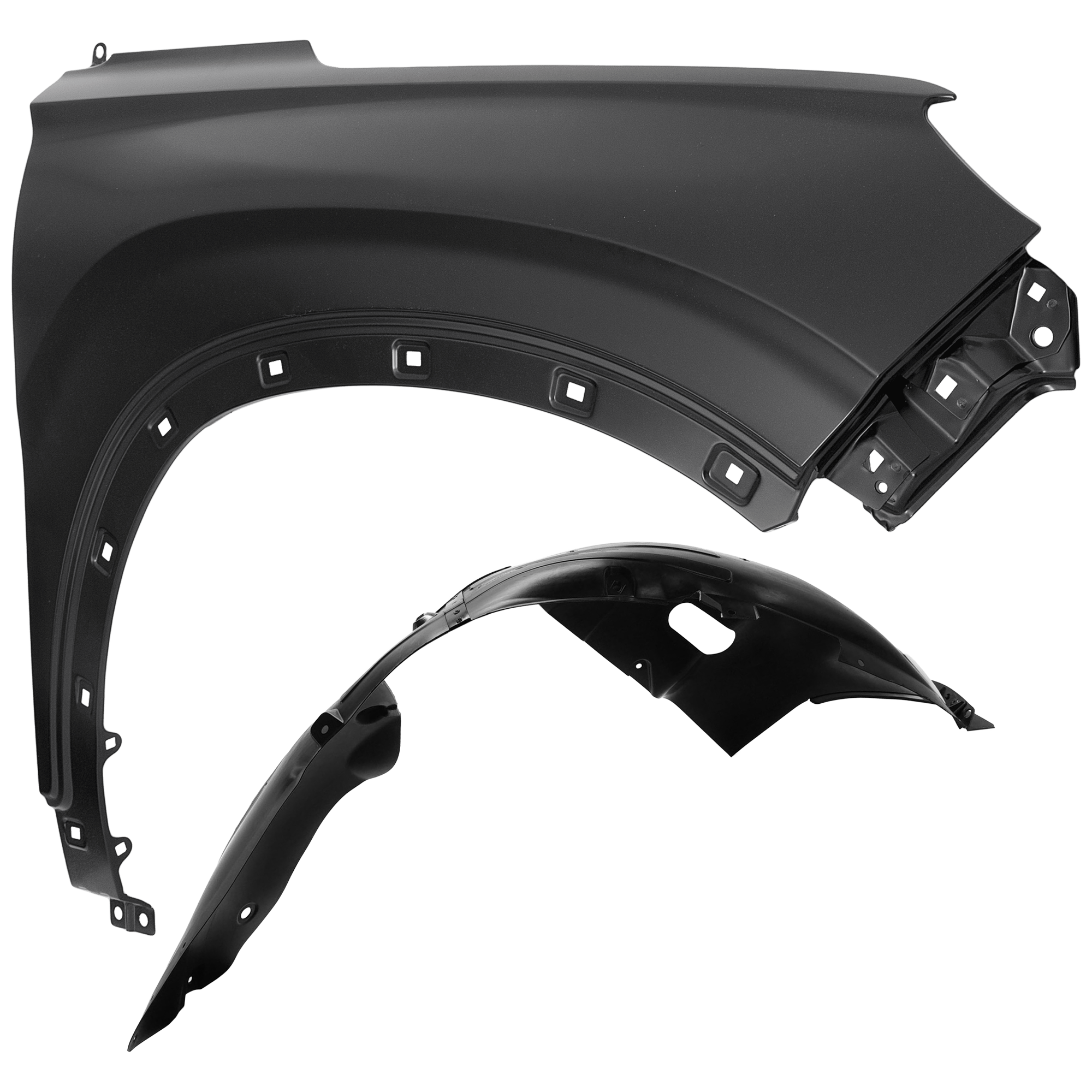 AM SANTA FE 19-20 FRONT FENDER RH Primed 2 pc kit with 1 Fender and 1 Fender Liner CAPA SKU KIT 050926 AE2073 Partslink HY1241173C HY1249172C OEM 66320S2000-86812S2000