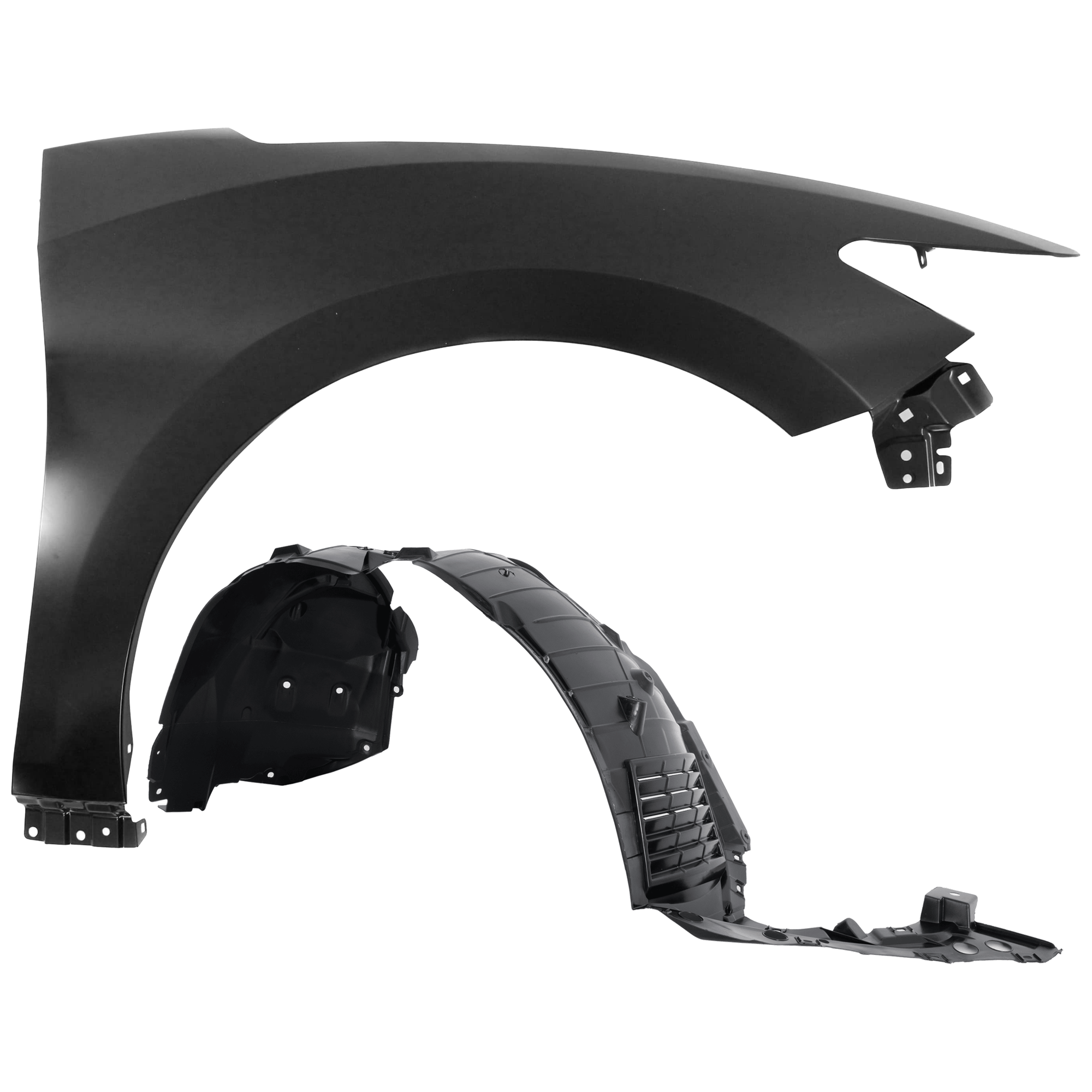 AM MAXIMA 16-23 FRONT FENDER RH Primed Steel 2 pc kit with 1 Fender and 1 Fender Liner CAPA SKU KIT 050926 AE2076 Partslink NI1241224C NI1249154C OEM 631004RA0A 638404RA1D