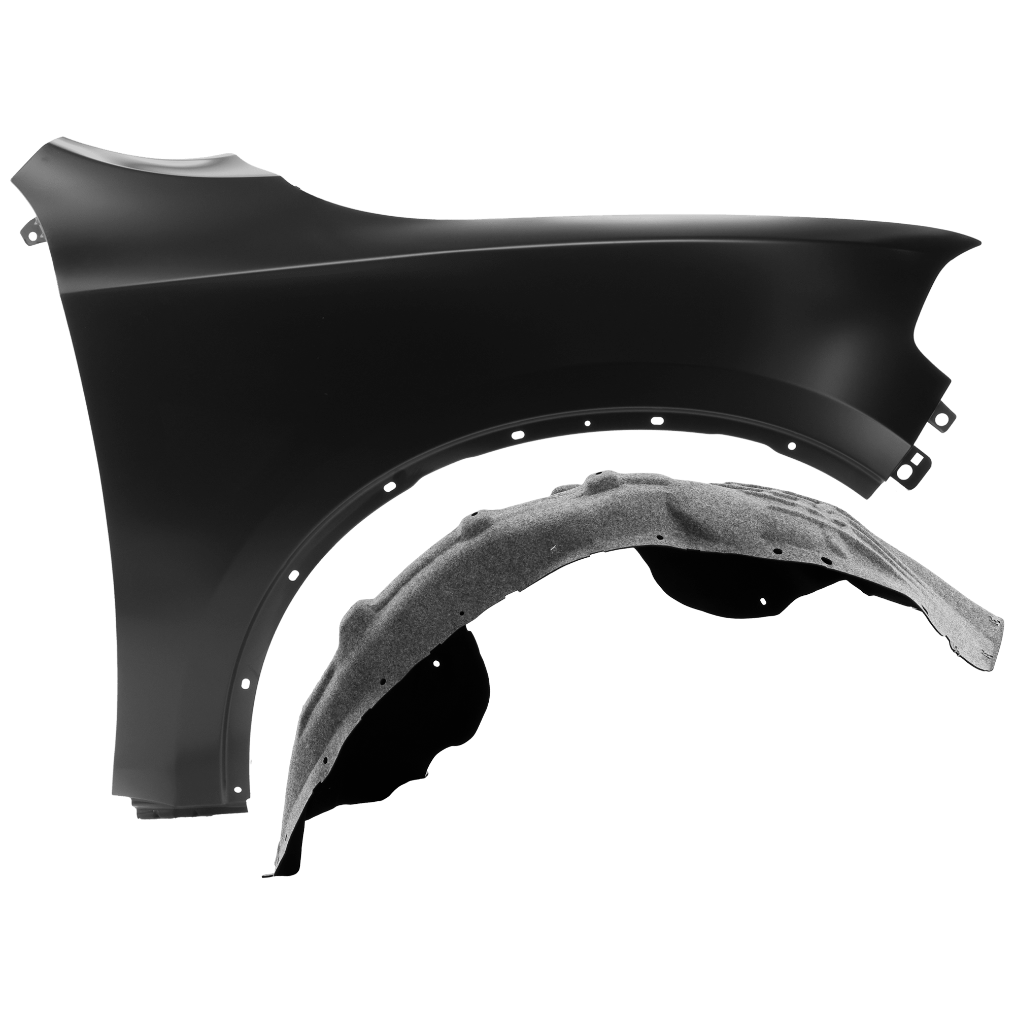 AM DURANGO 14-24 FRONT FENDER RH Primed Steel 2 pc kit with 1 Fender and 1 Fender Liner CAPA SKU KIT 050926 AE2093 Partslink CH1241273C CH1249213C OEM 55369734AD 55369734AC 68504092