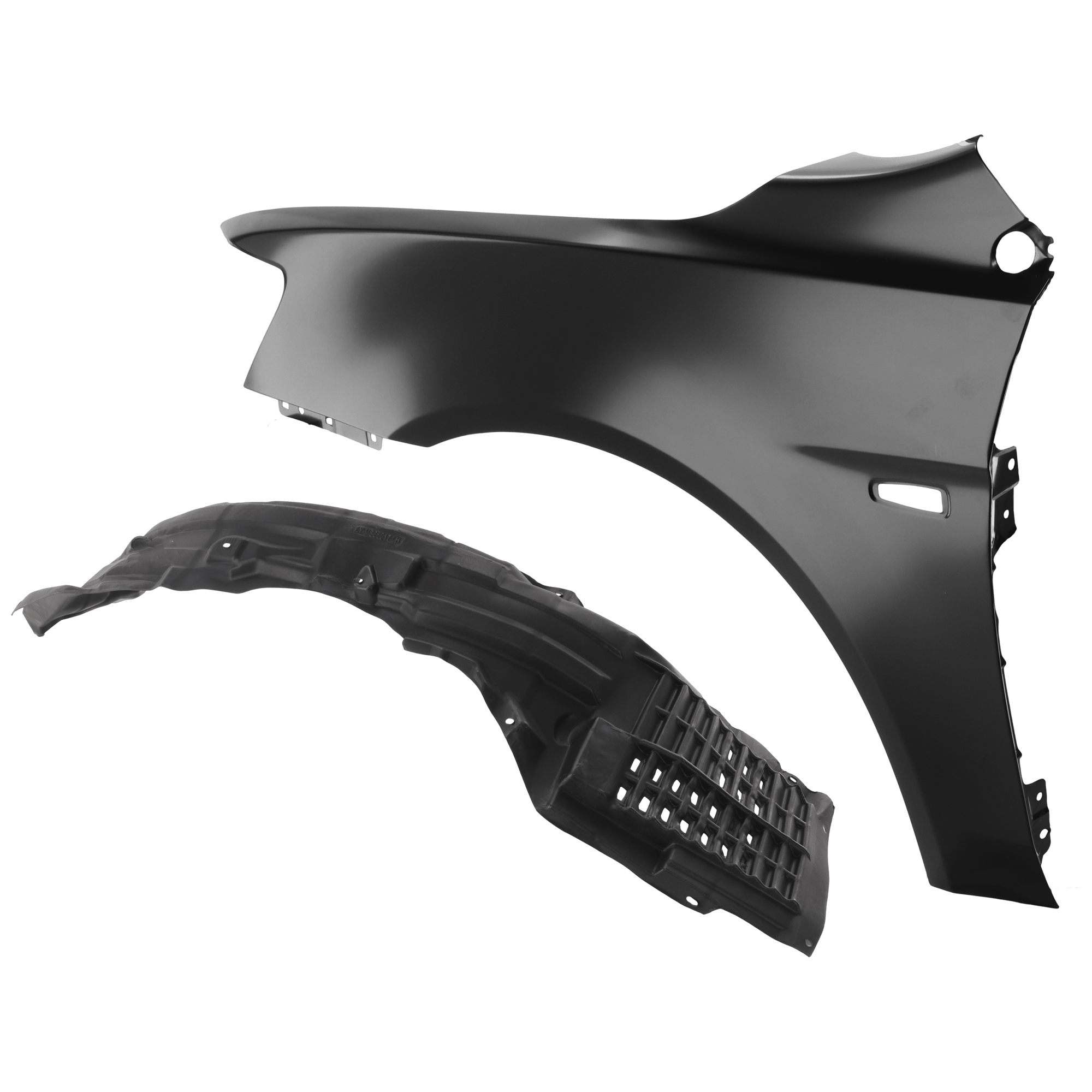 AM LANCER 09-17 FRONT FENDER LH Primed with Fender Liner SKU KIT 050926 AE215 Partslink MI1240170 MI1248125 OEM 5220C527-5370B837