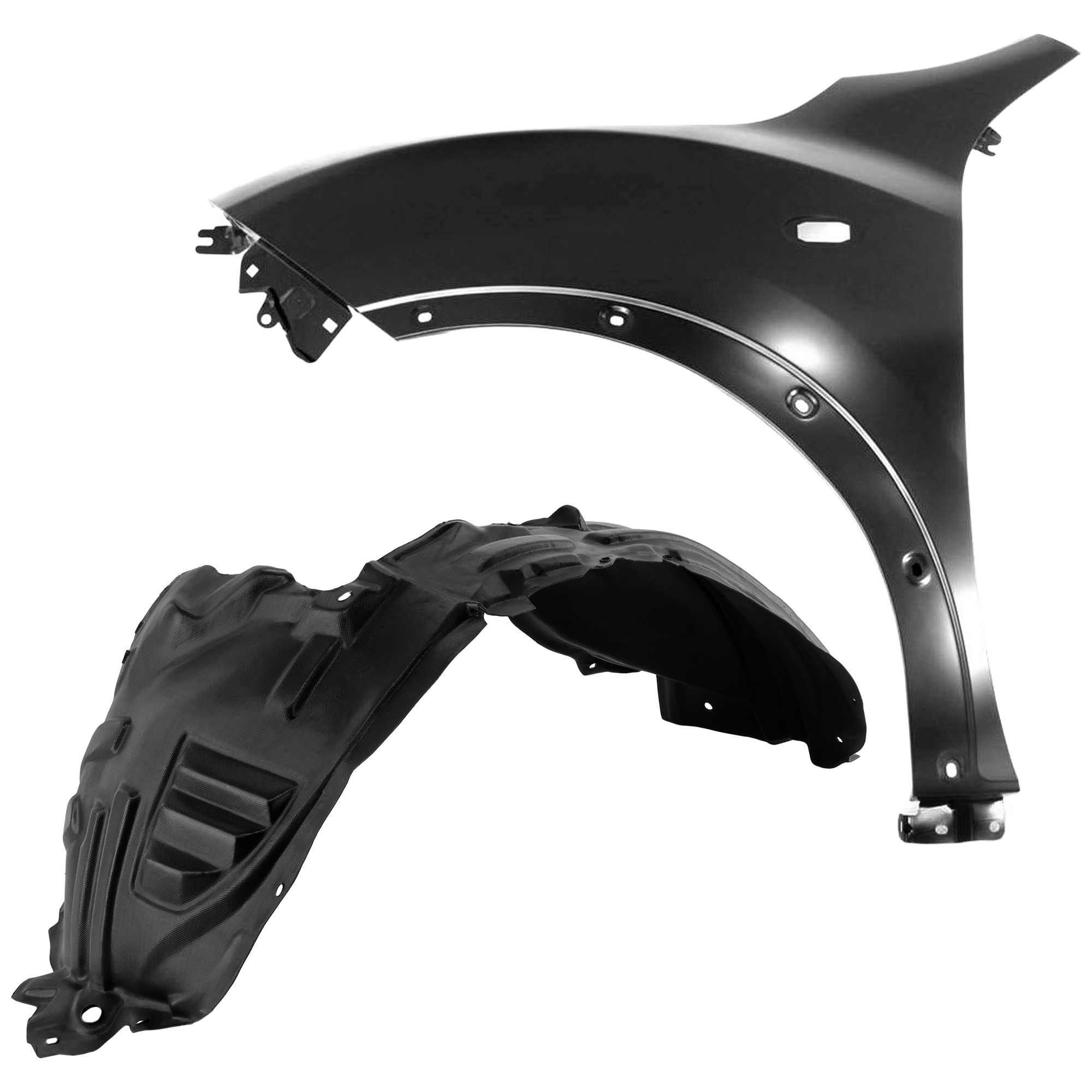 AM JUKE 11-13 FRONT FENDER LH Primed with Fender Liner SKU KIT 050926 AE248 Partslink NI1240200 NI1248124 NI1248140 OEM FCA011KAMA 638431KA0A 638433YW